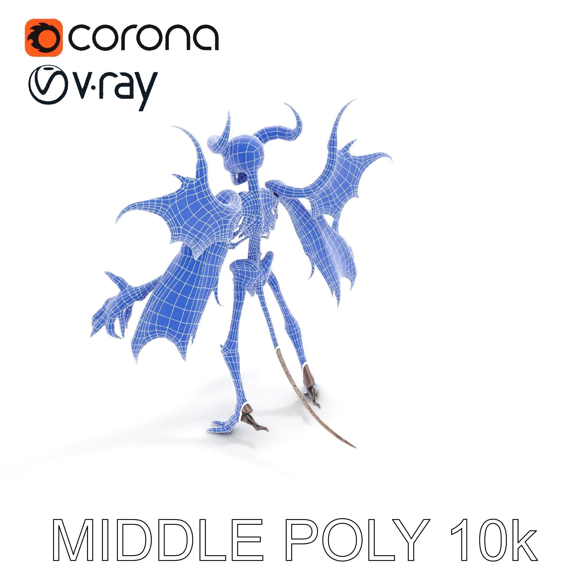 Demonic Skeleton with Wings Rigged and Animated Character Model Low-poly 3D model_24