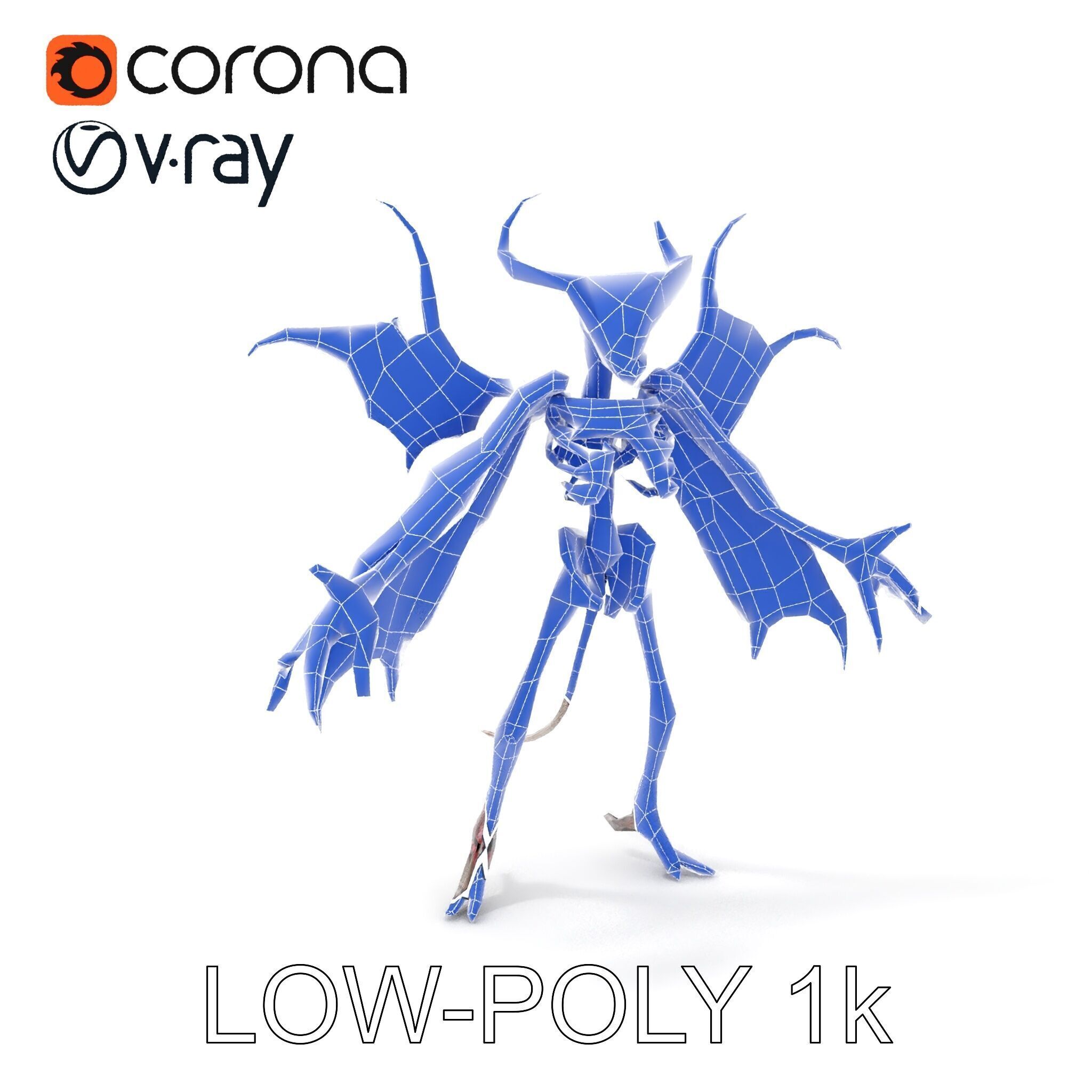 Demonic Skeleton with Wings Rigged and Animated Character Model Low-poly 3D model_7