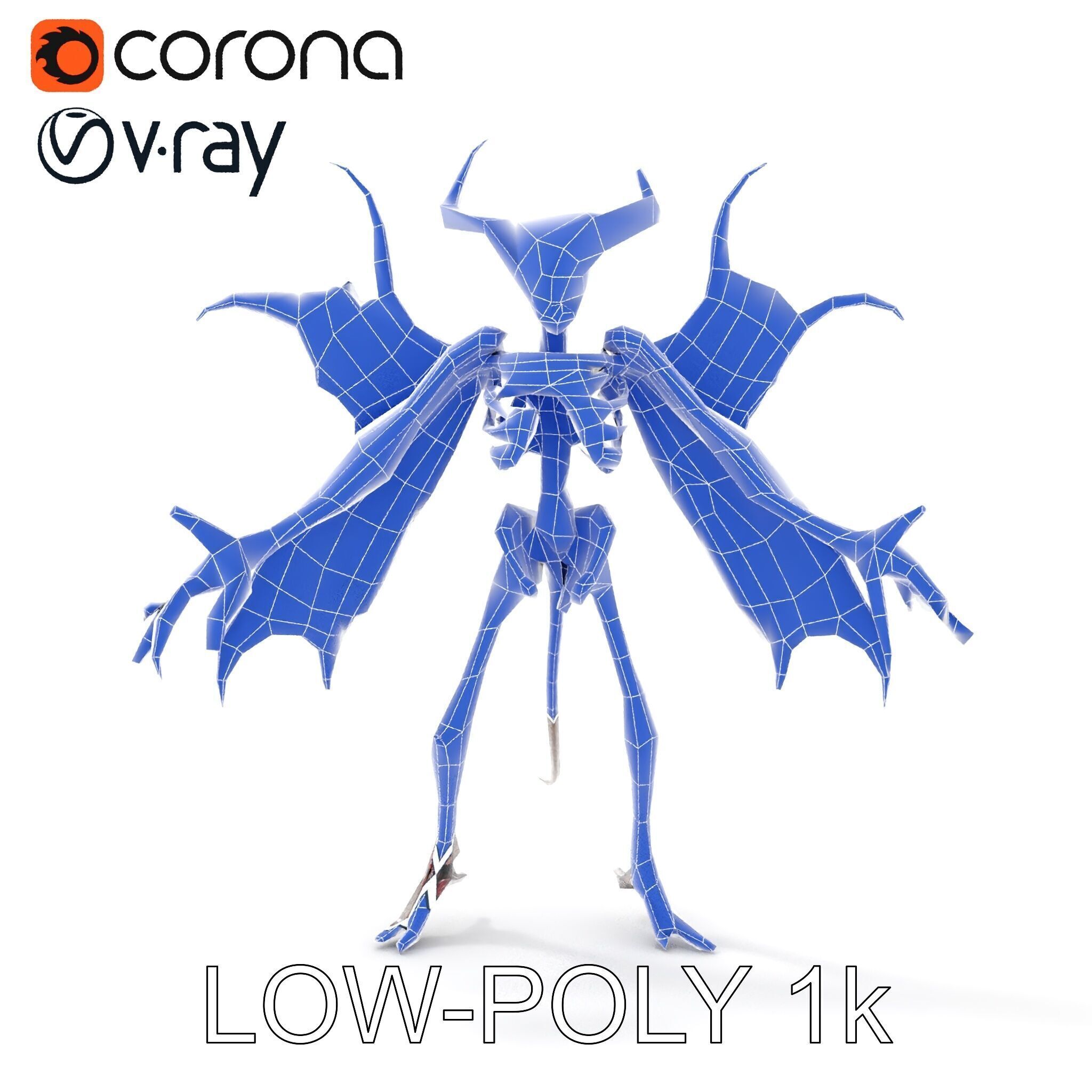 Demonic Skeleton with Wings Rigged and Animated Character Model Low-poly 3D model_31
