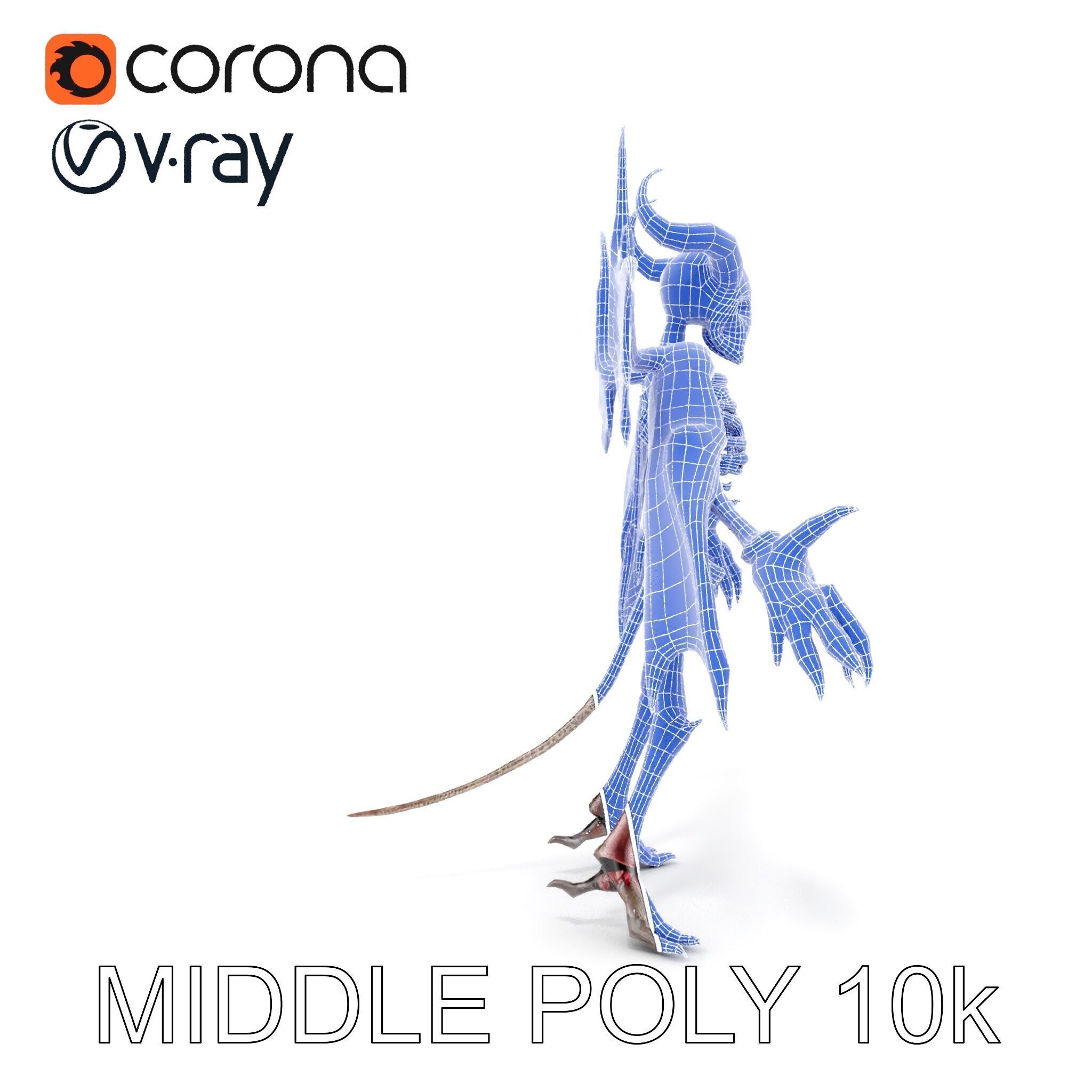 Demonic Skeleton with Wings Rigged and Animated Character Model Low-poly 3D model_33