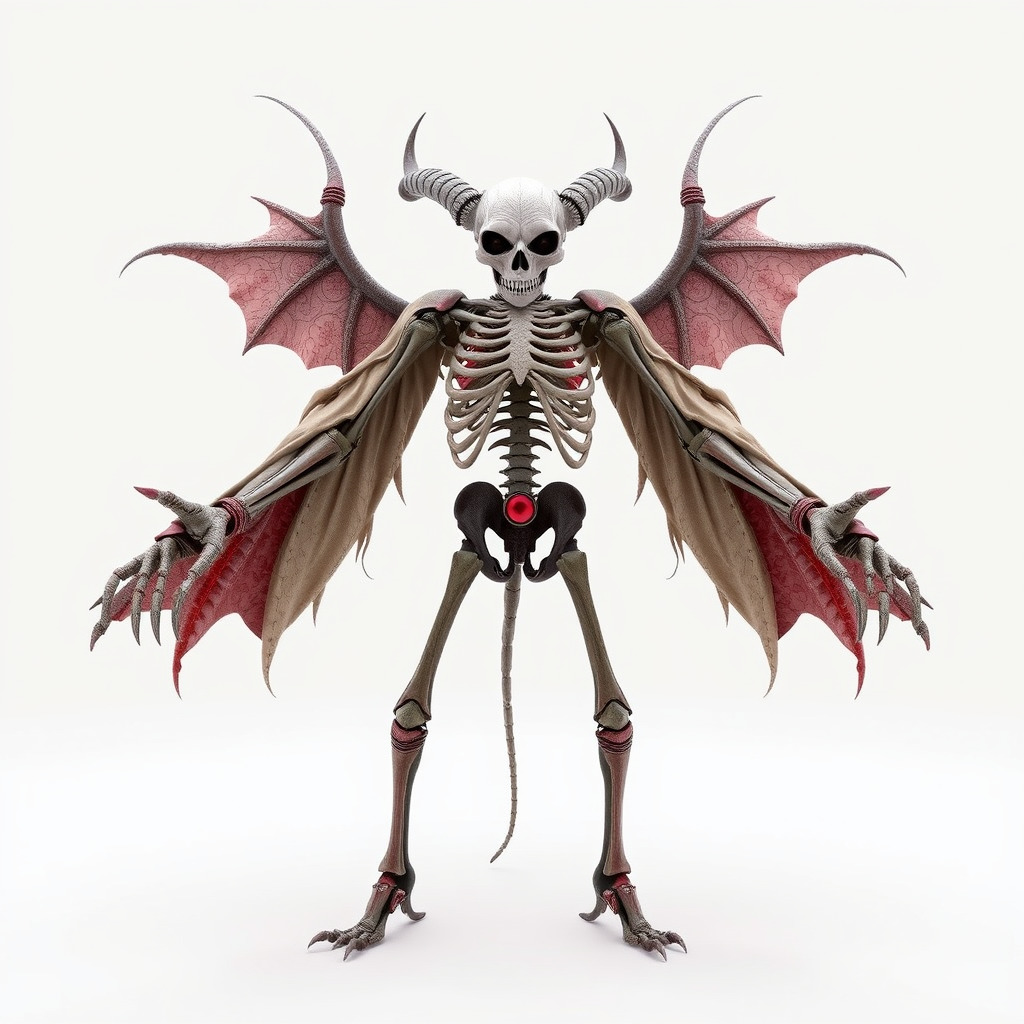 Demonic Skeleton with Wings Rigged and Animated Character Model Low-poly 3D model_2