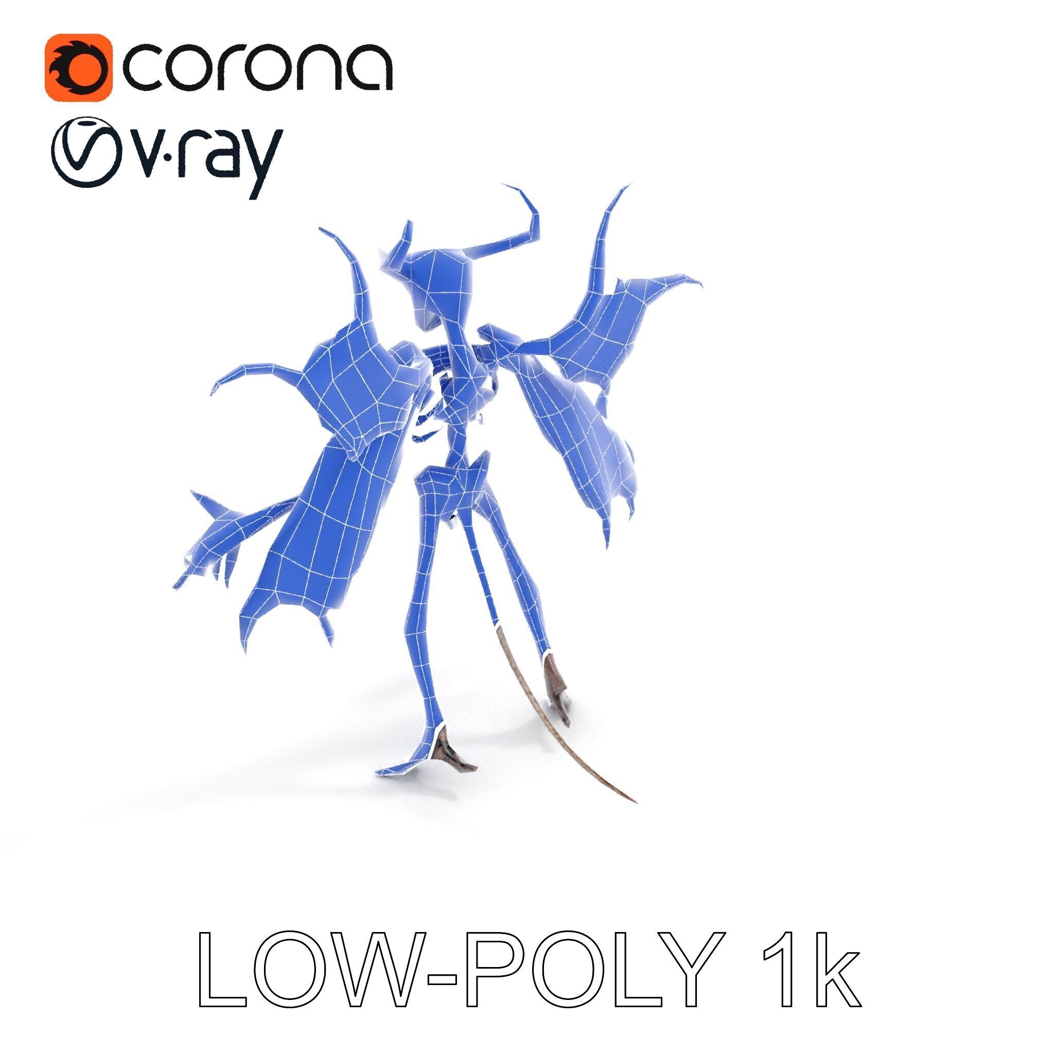 Demonic Skeleton with Wings Rigged and Animated Character Model Low-poly 3D model_19