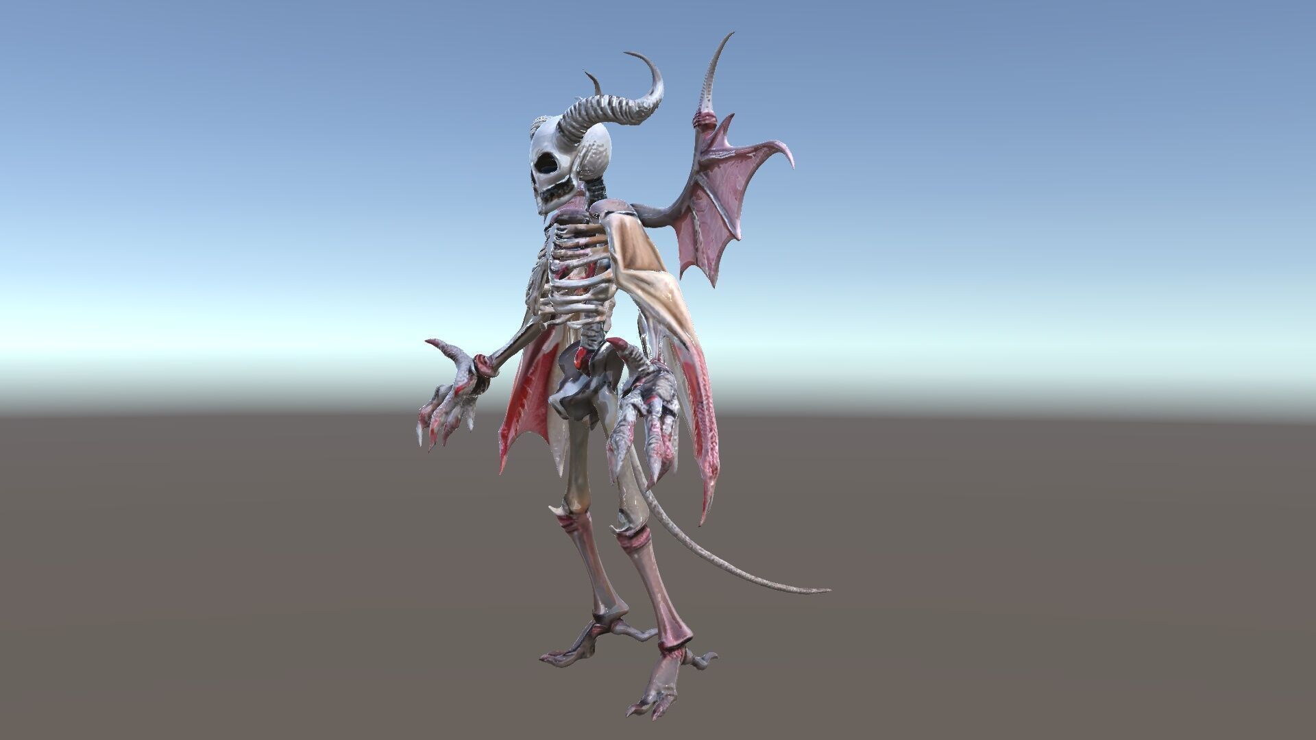 Demonic Skeleton with Wings Rigged and Animated Character Model Low-poly 3D model_5