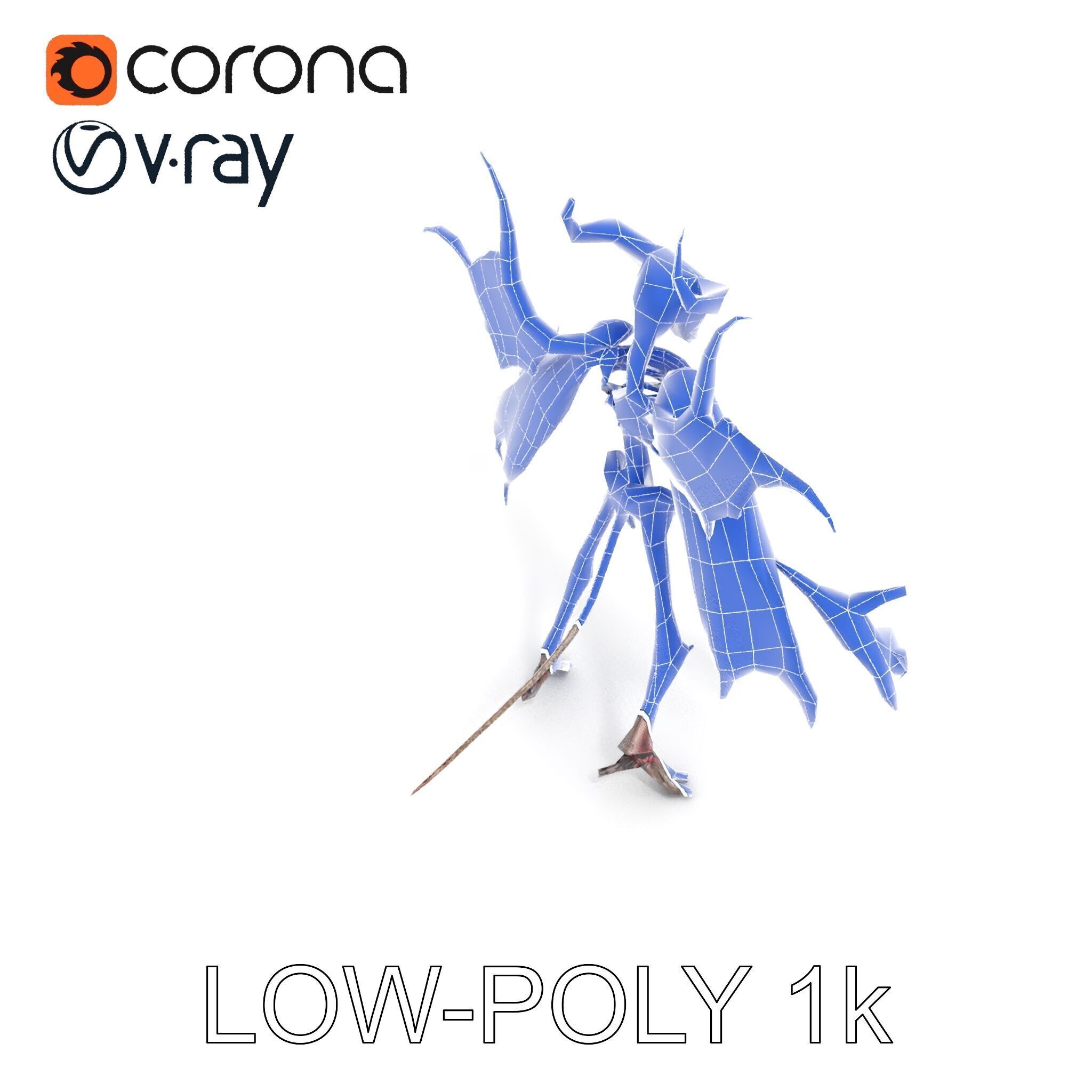 Demonic Skeleton with Wings Rigged and Animated Character Model Low-poly 3D model_25