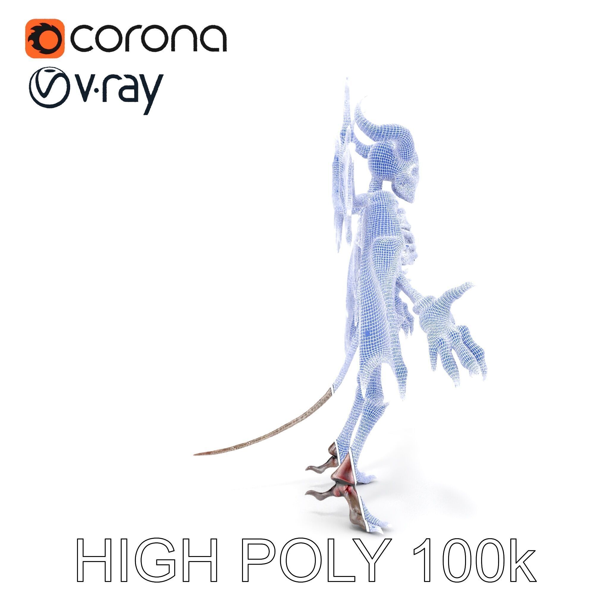 Demonic Skeleton with Wings Rigged and Animated Character Model Low-poly 3D model_35