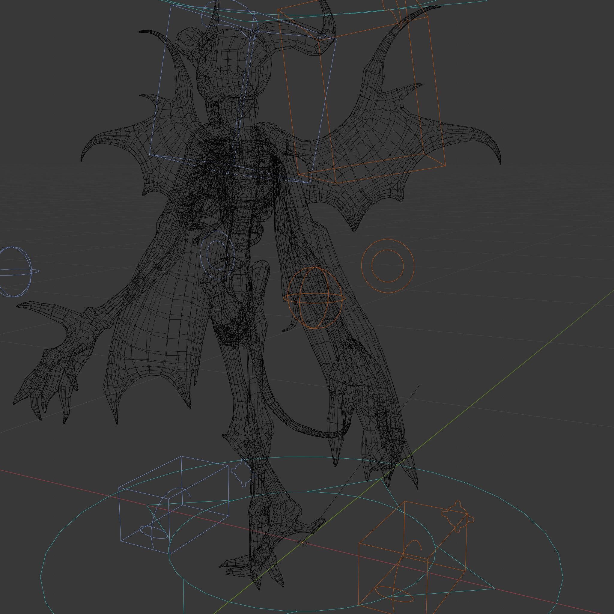 Demonic Skeleton with Wings Rigged and Animated Character Model Low-poly 3D model_6