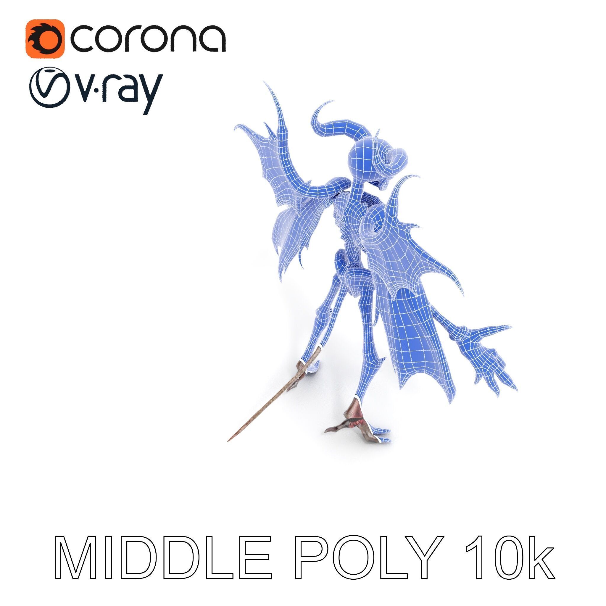 Demonic Skeleton with Wings Rigged and Animated Character Model Low-poly 3D model_18