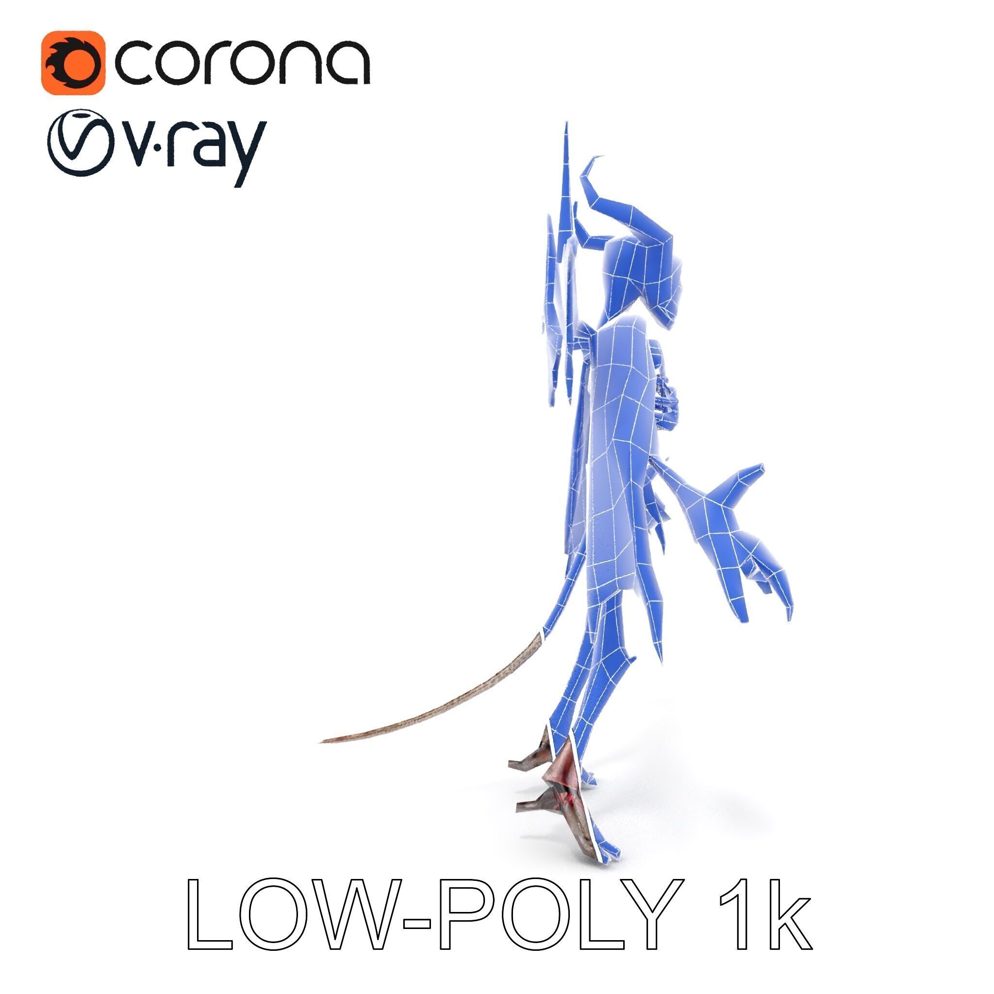 Demonic Skeleton with Wings Rigged and Animated Character Model Low-poly 3D model_14