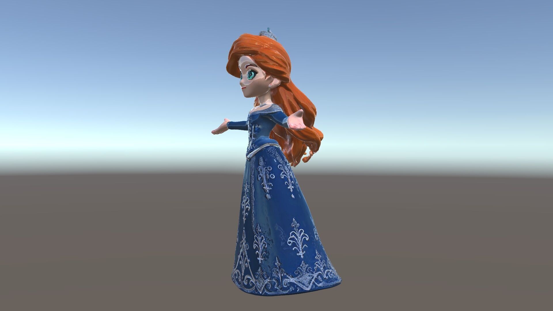 Enchanted Princess with Red Hair in Royal Dress  Rigged and A... Low-poly 3D model_5