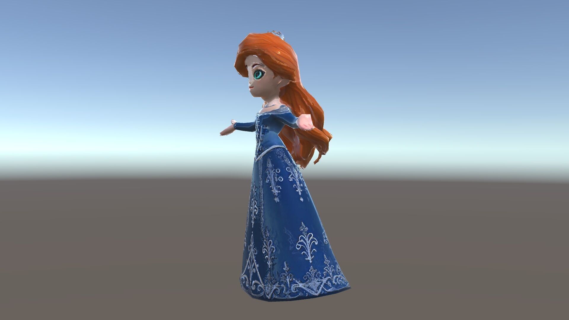 Enchanted Princess with Red Hair in Royal Dress  Rigged and A... Low-poly 3D model_34