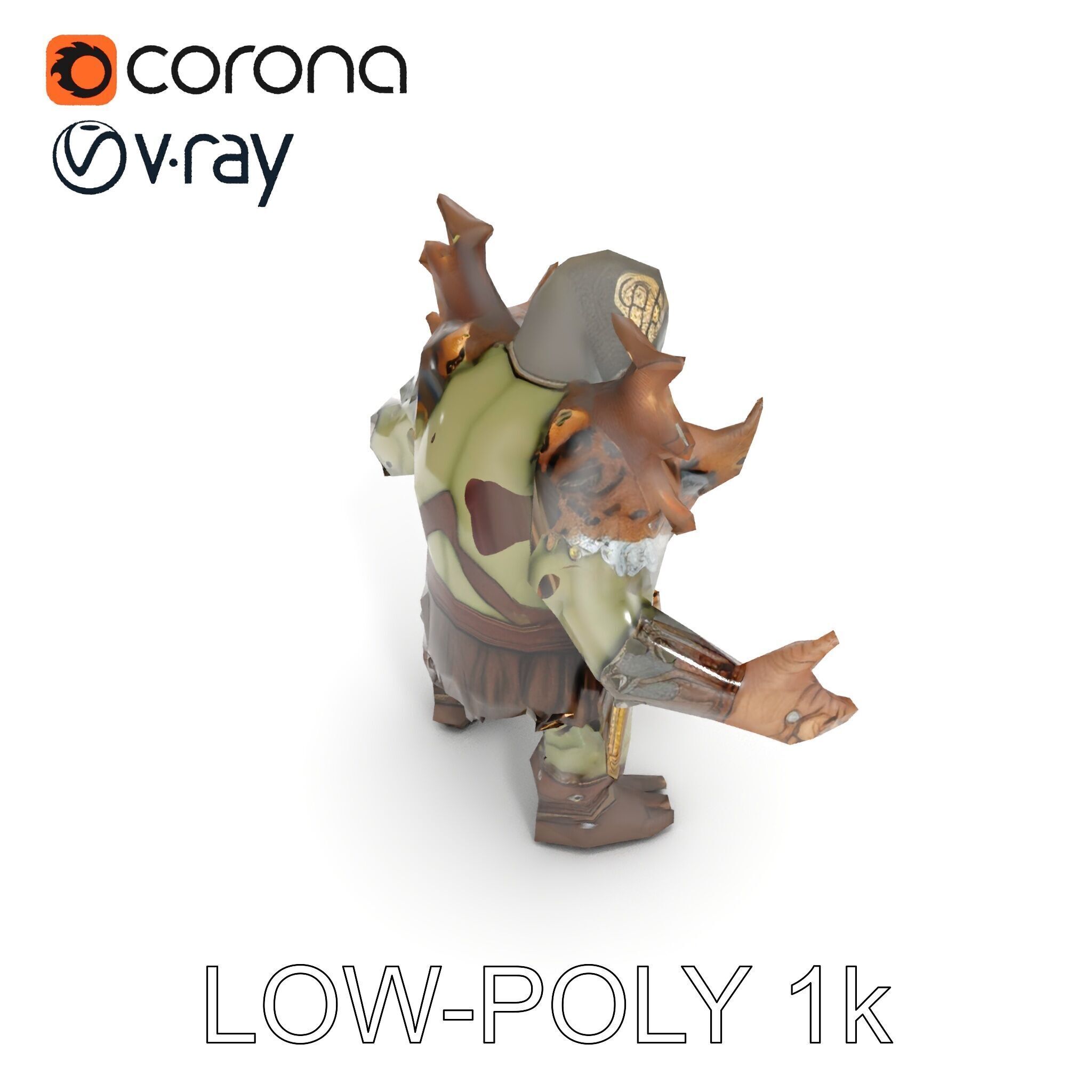 Orc Warrior with Antler Helmet Rigged and Animated D Characte... Low-poly 3D model_14