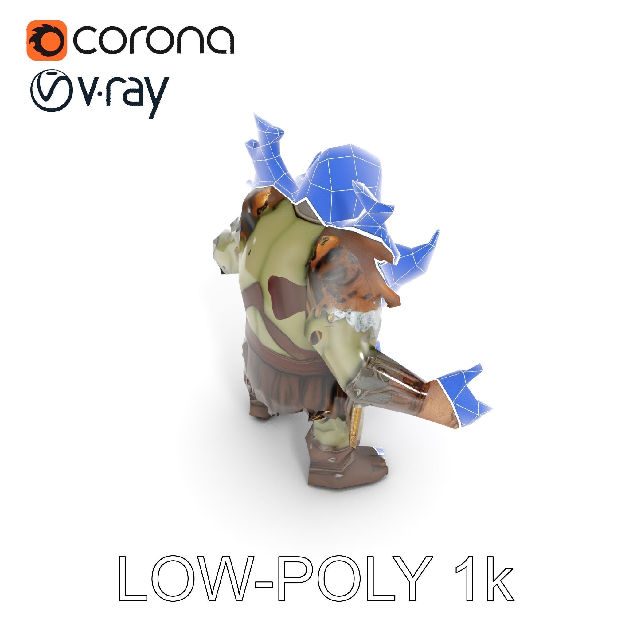 Orc Warrior with Antler Helmet Rigged and Animated D Characte... Low-poly 3D model_25