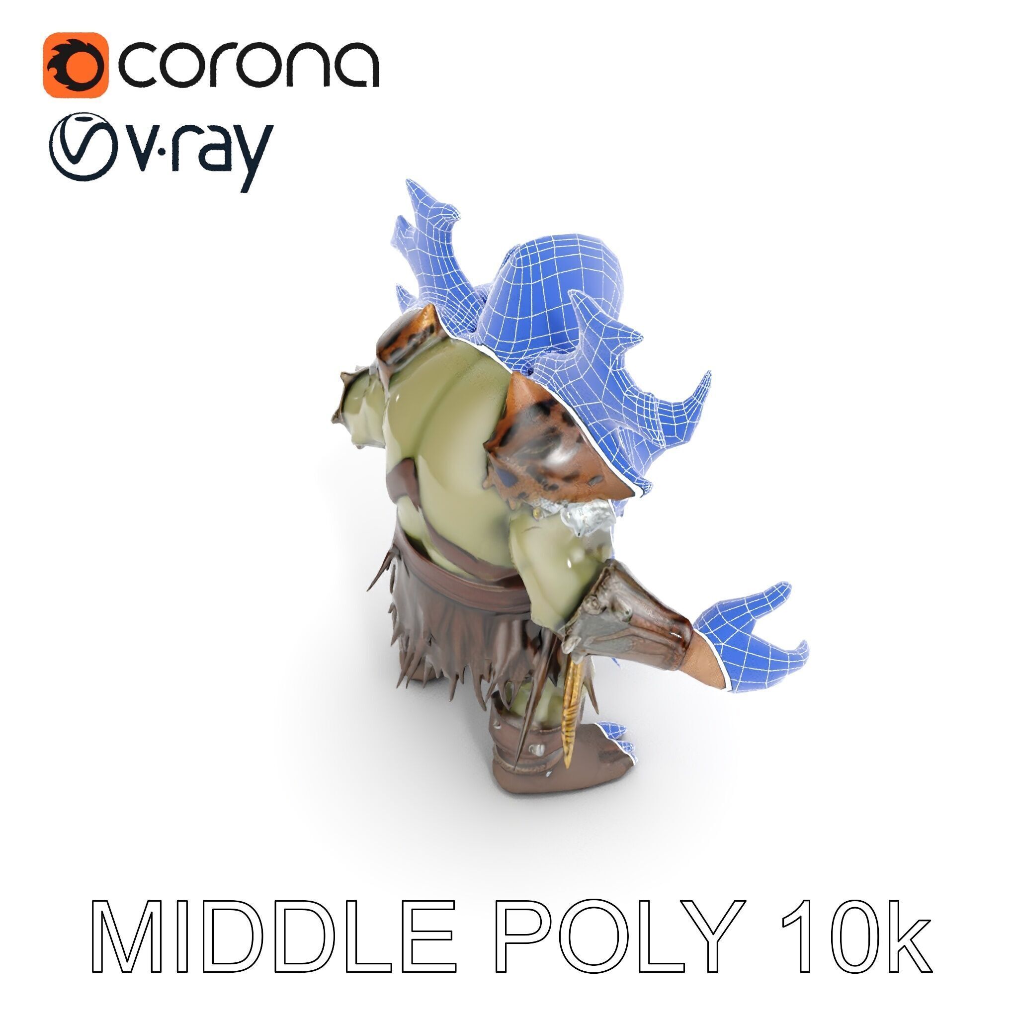 Orc Warrior with Antler Helmet Rigged and Animated D Characte... Low-poly 3D model_30