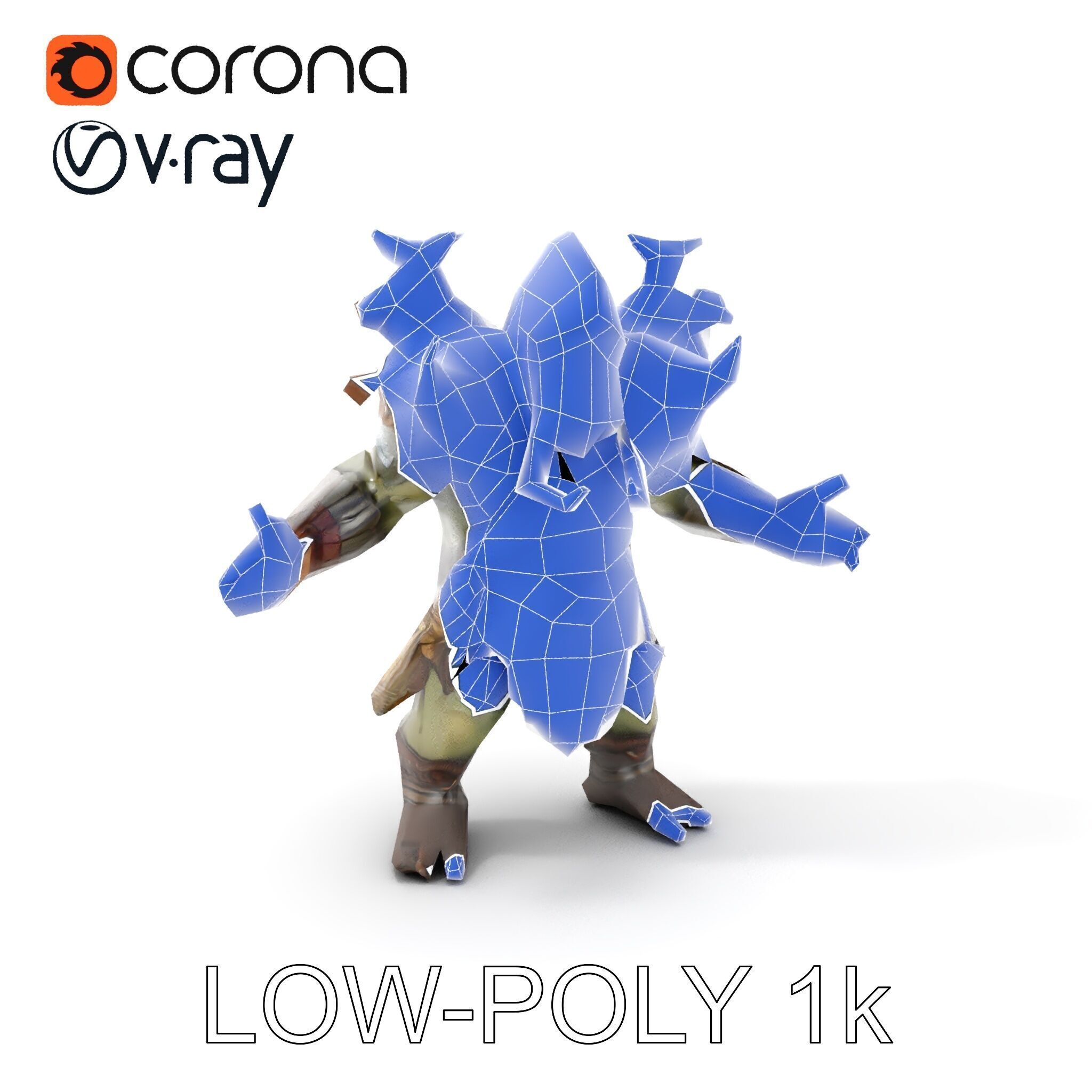 Orc Warrior with Antler Helmet Rigged and Animated D Characte... Low-poly 3D model_17