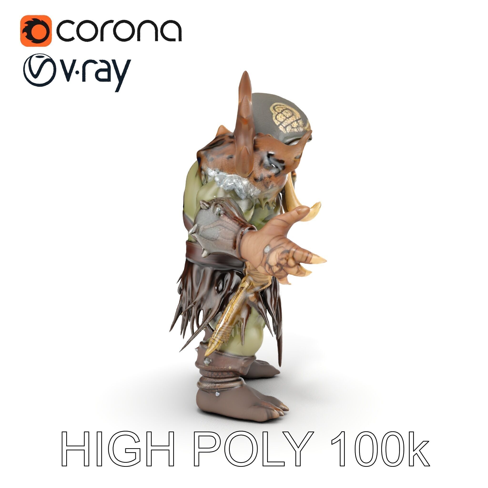 Orc Warrior with Antler Helmet Rigged and Animated D Characte... Low-poly 3D model_15