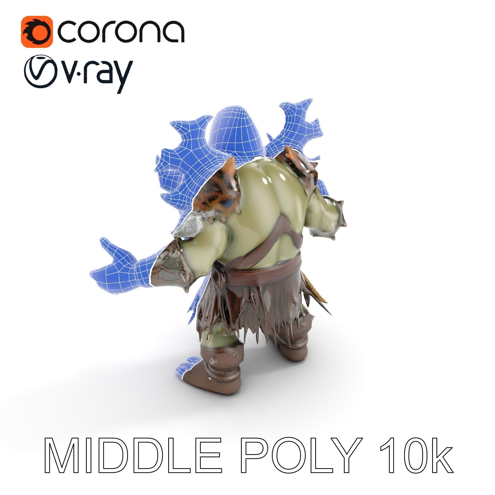 Orc Warrior with Antler Helmet Rigged and Animated D Characte... Low-poly 3D model_24