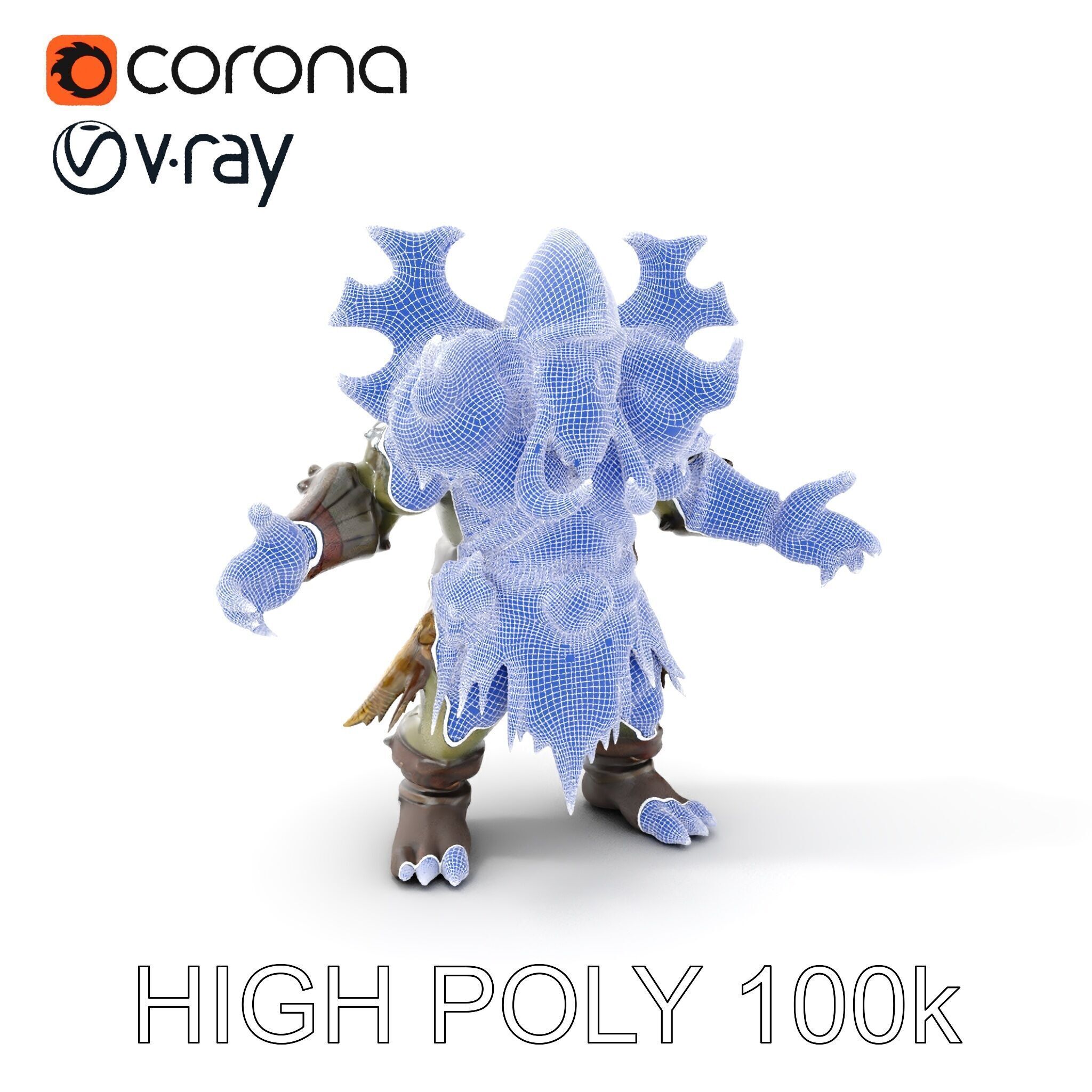 Orc Warrior with Antler Helmet Rigged and Animated D Characte... Low-poly 3D model_4