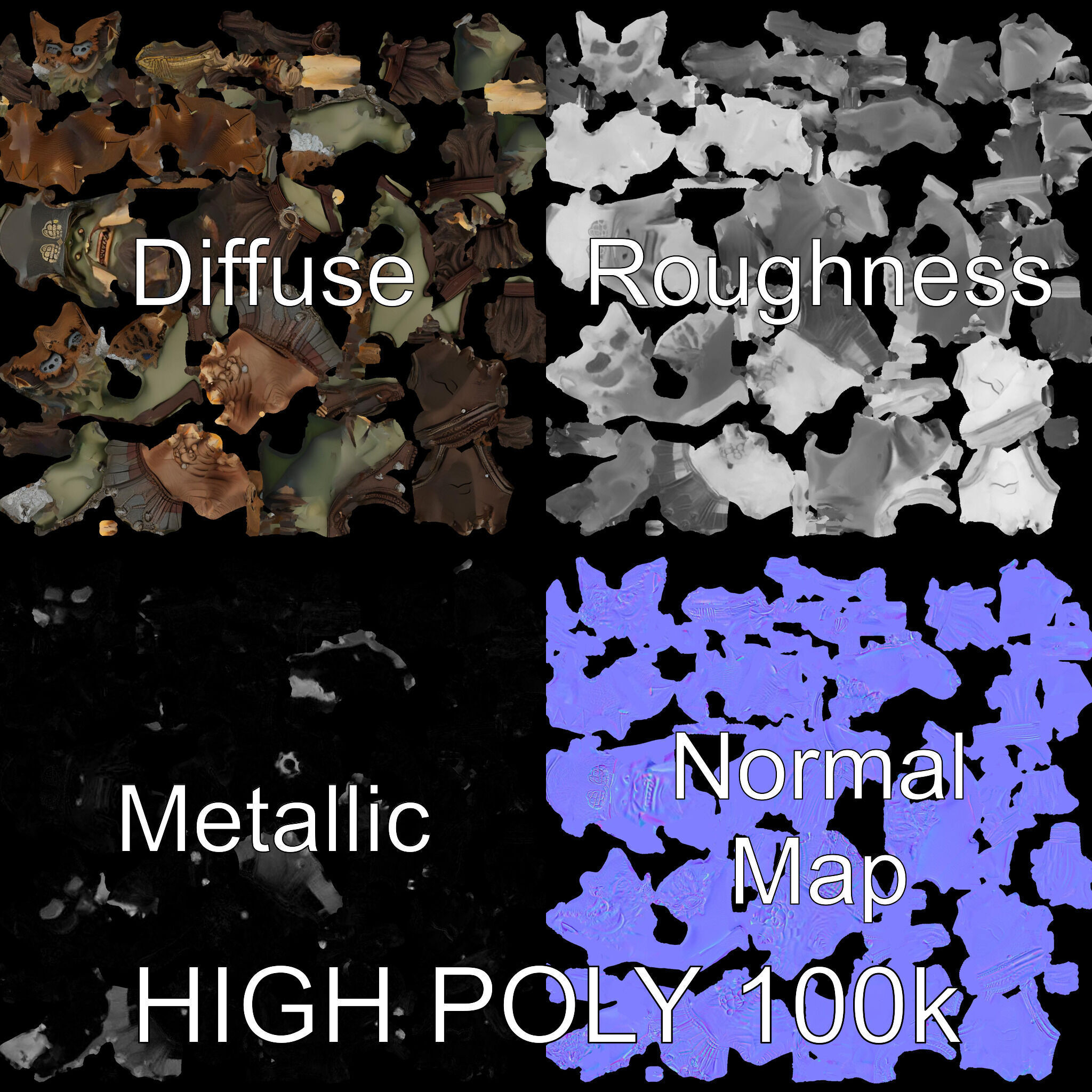 Orc Warrior with Antler Helmet Rigged and Animated D Characte... Low-poly 3D model_3