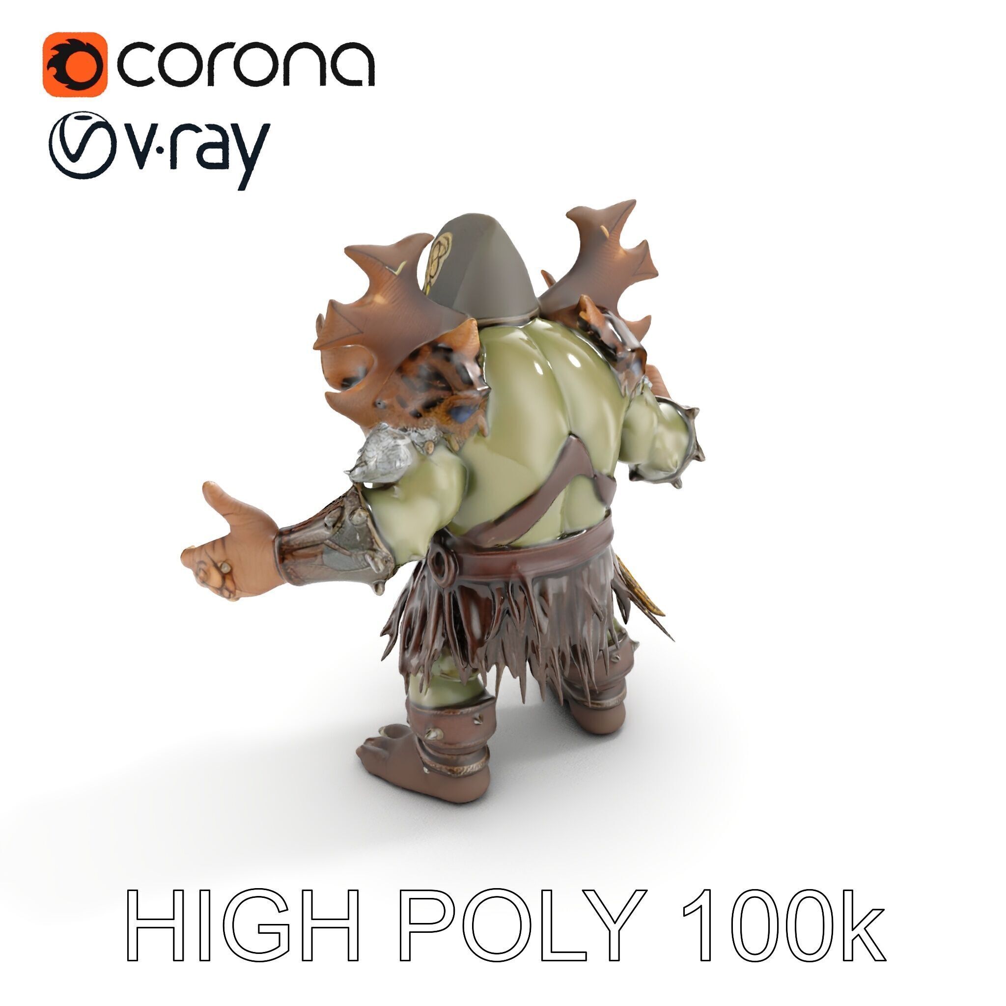 Orc Warrior with Antler Helmet Rigged and Animated D Characte... Low-poly 3D model_12