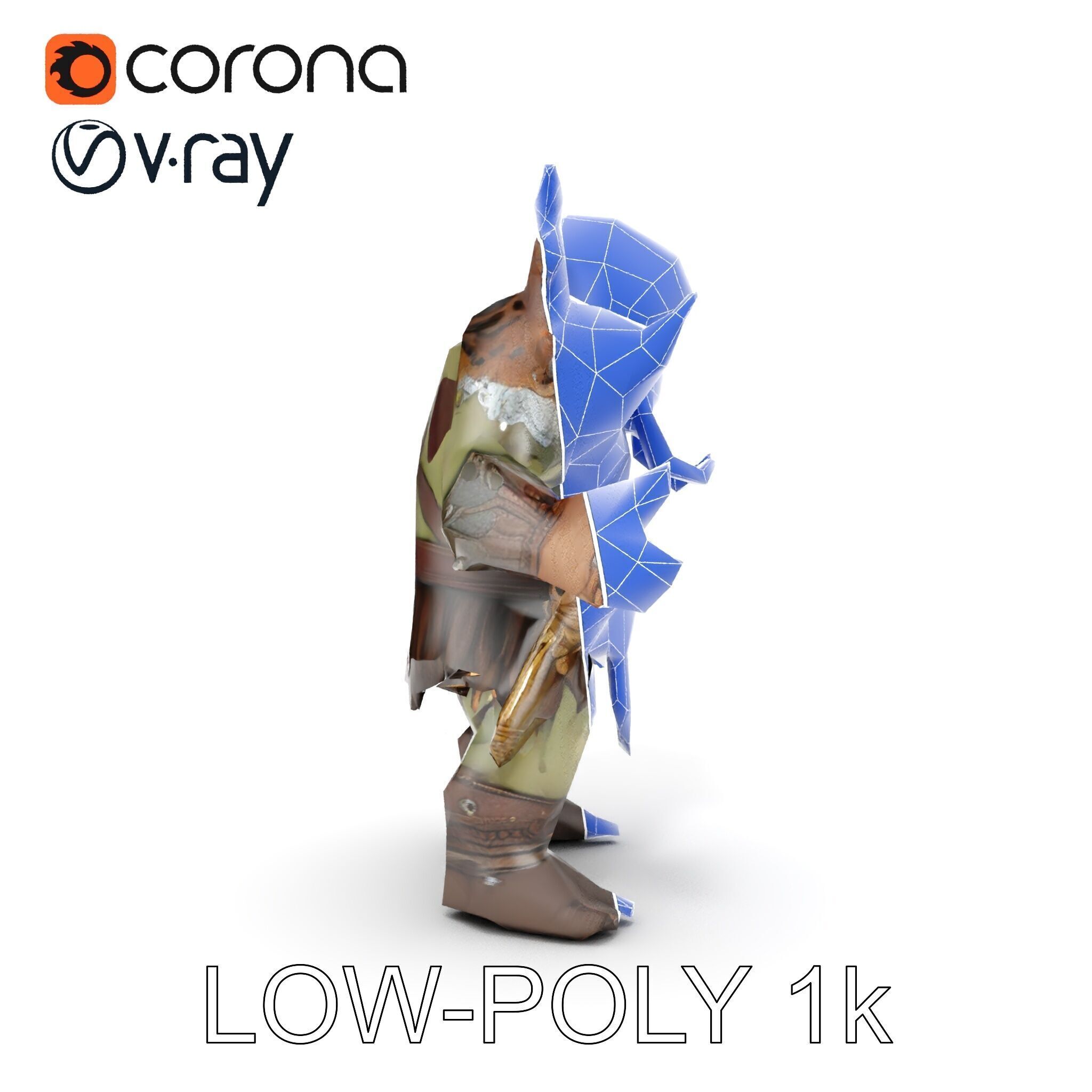 Orc Warrior with Antler Helmet Rigged and Animated D Characte... Low-poly 3D model_28