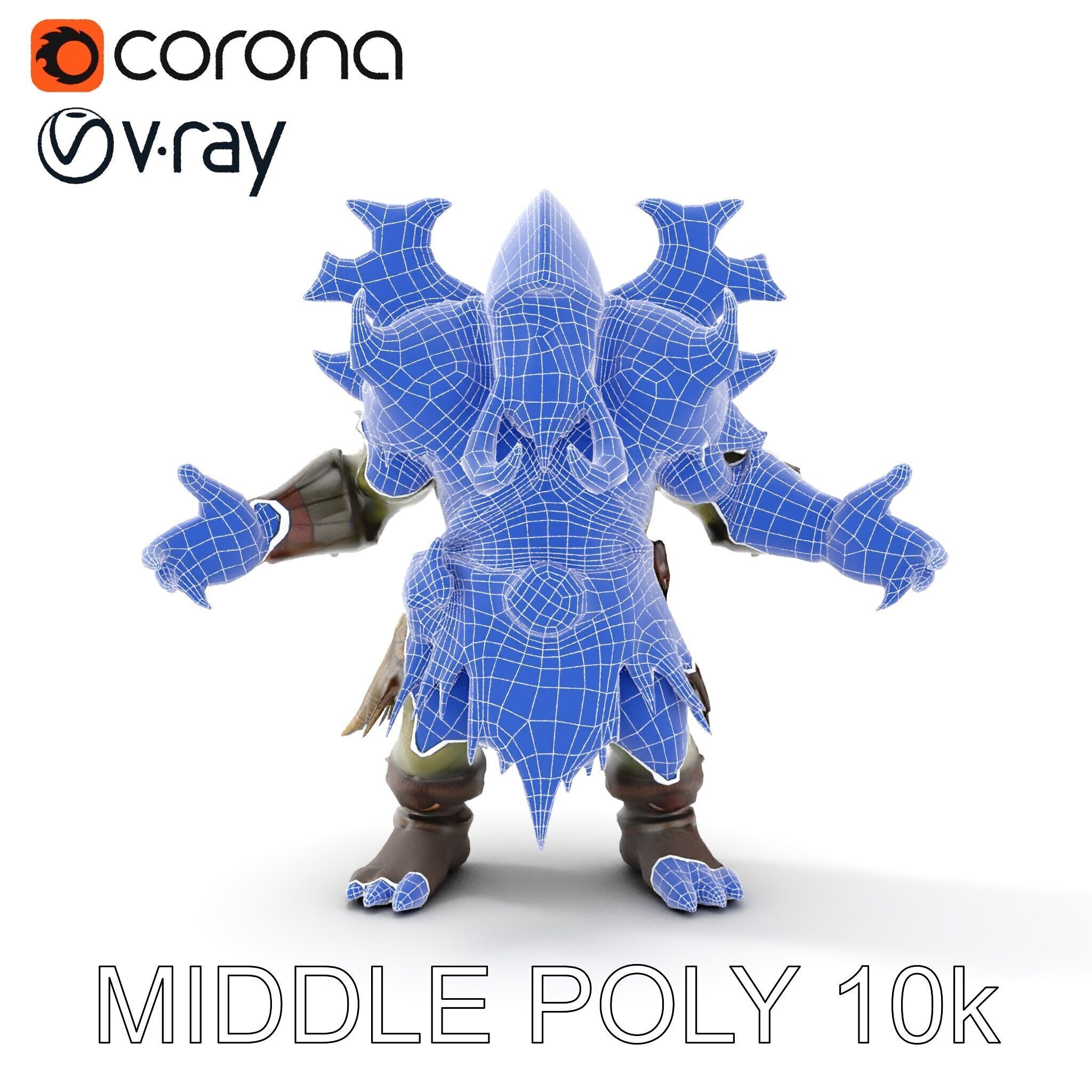 Orc Warrior with Antler Helmet Rigged and Animated D Characte... Low-poly 3D model_36