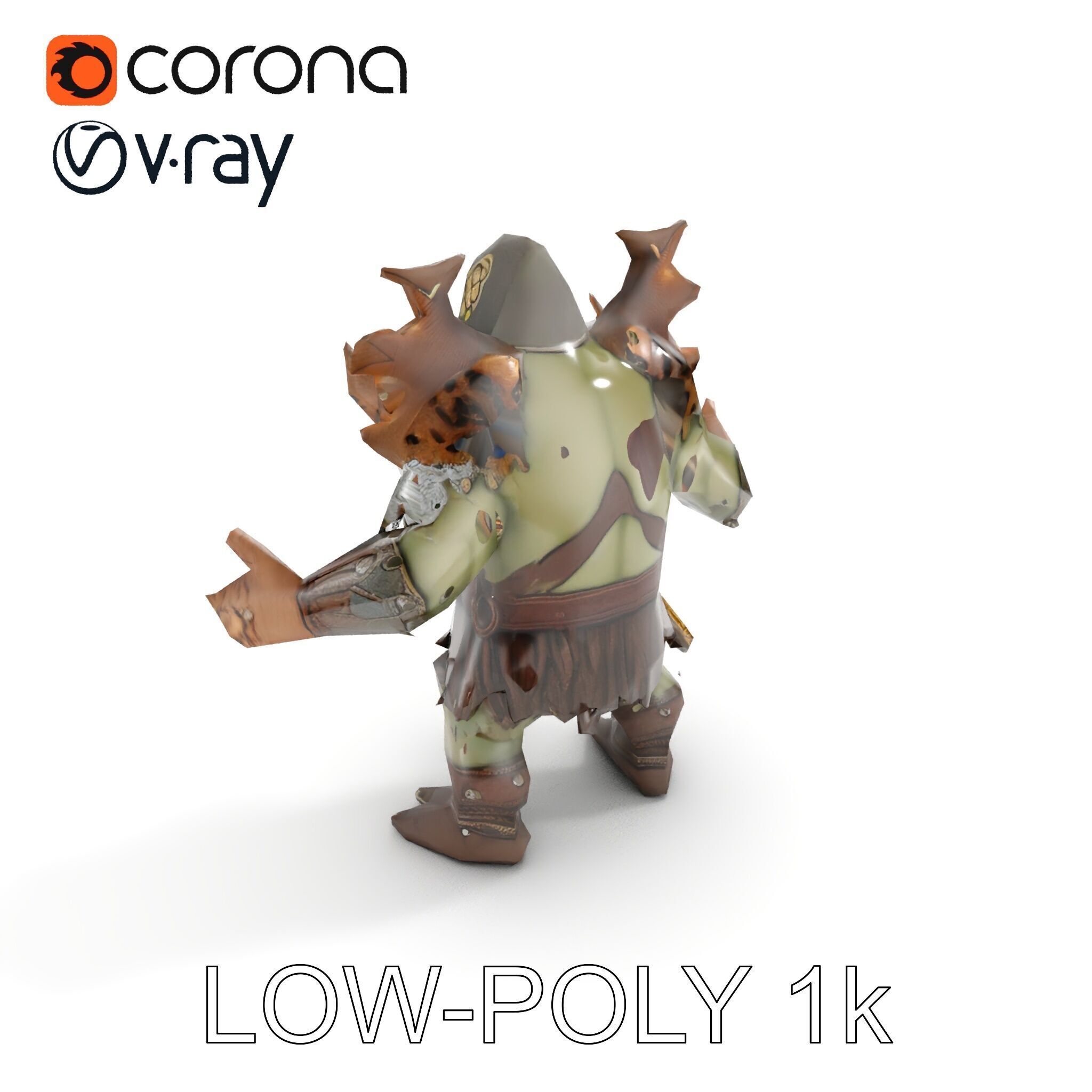 Orc Warrior with Antler Helmet Rigged and Animated D Characte... Low-poly 3D model_22