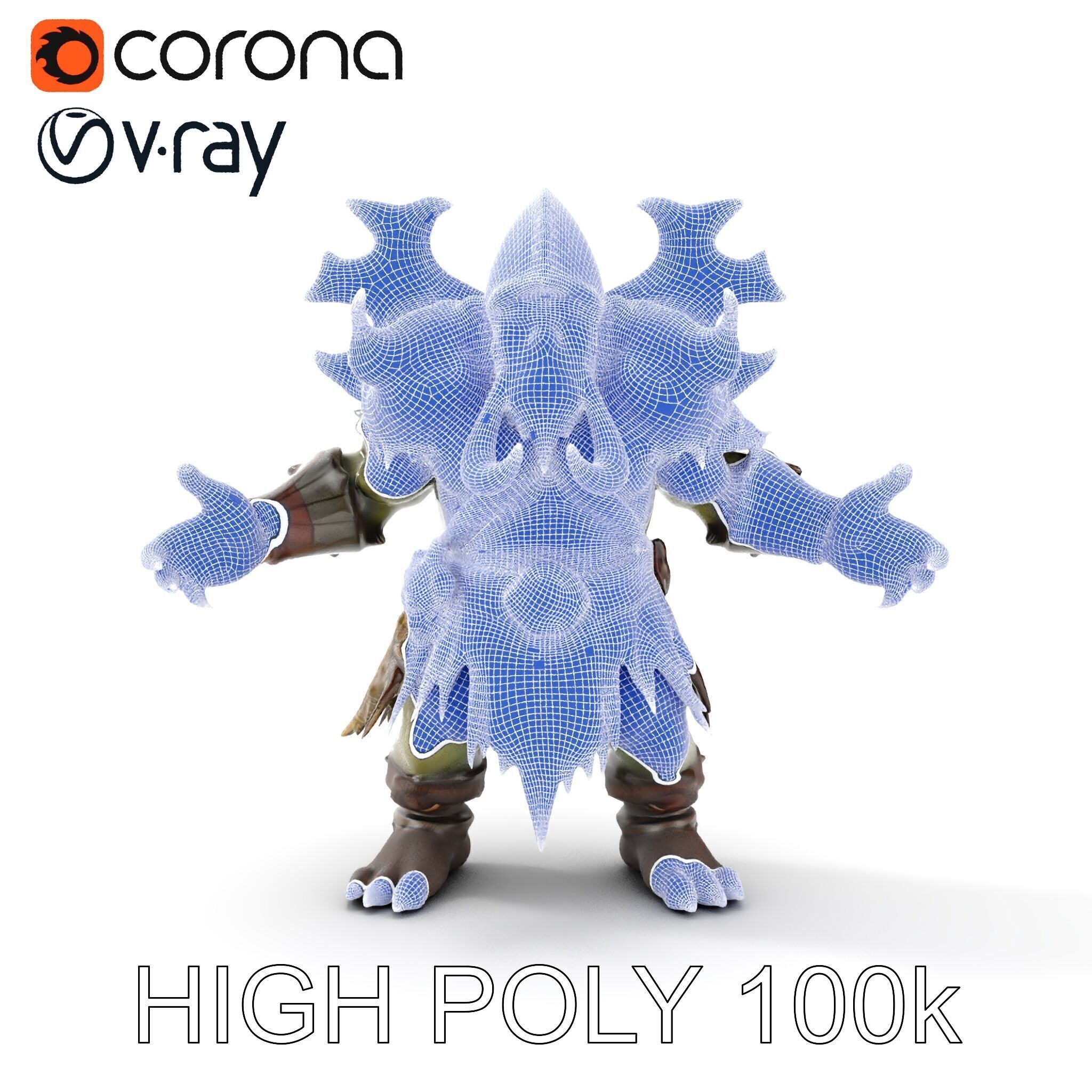 Orc Warrior with Antler Helmet Rigged and Animated D Characte... Low-poly 3D model_32