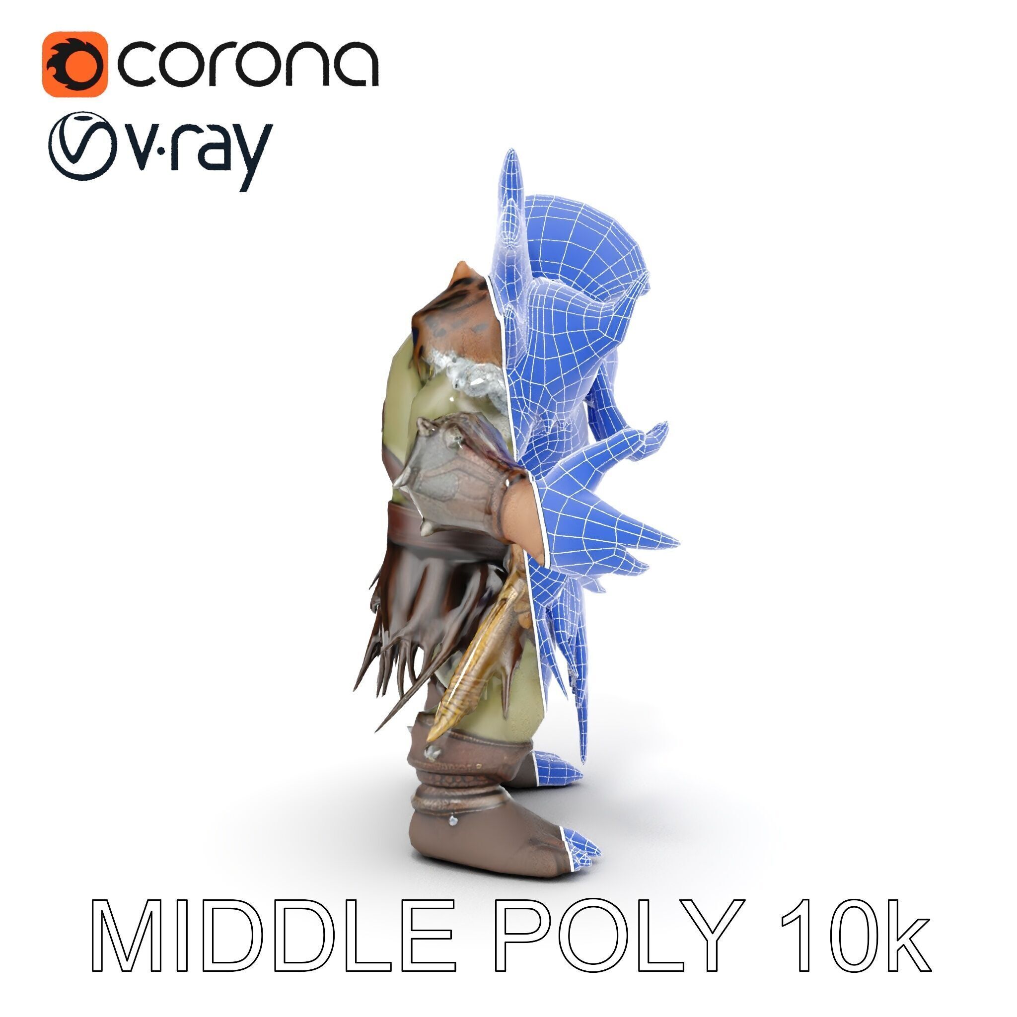 Orc Warrior with Antler Helmet Rigged and Animated D Characte... Low-poly 3D model_33