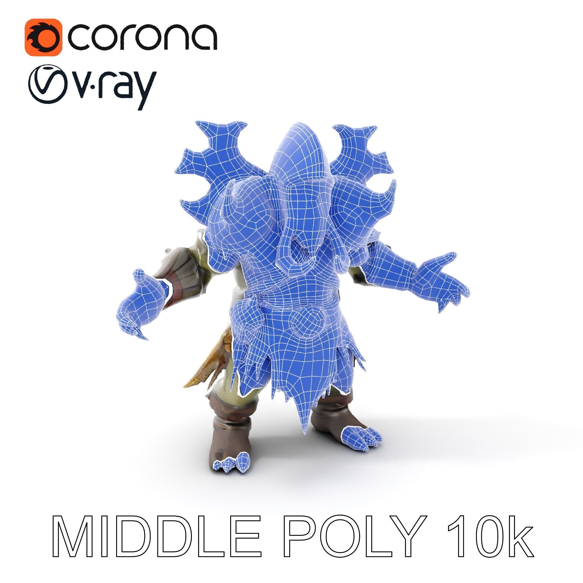 Orc Warrior with Antler Helmet Rigged and Animated D Characte... Low-poly 3D model_18