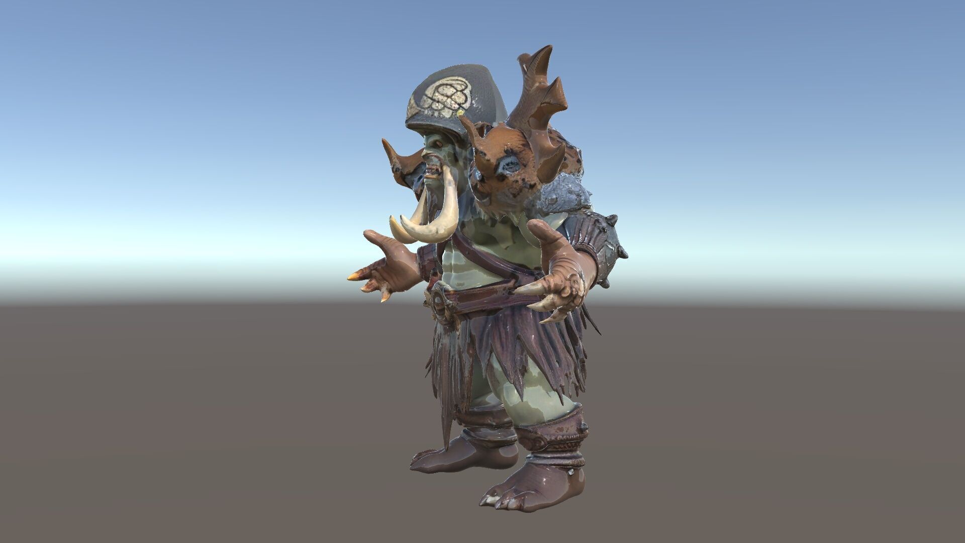 Orc Warrior with Antler Helmet Rigged and Animated D Characte... Low-poly 3D model_5
