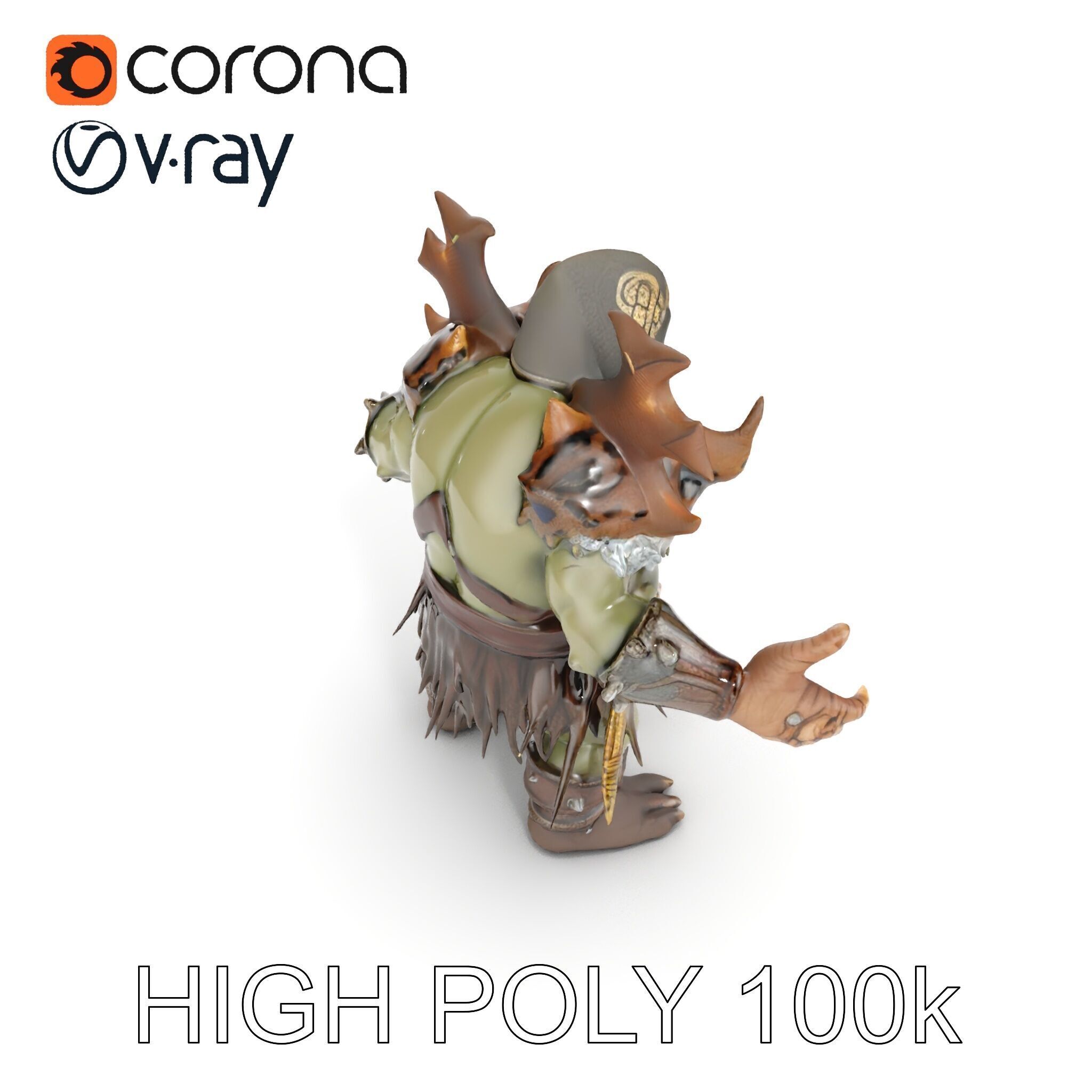 Orc Warrior with Antler Helmet Rigged and Animated D Characte... Low-poly 3D model_26
