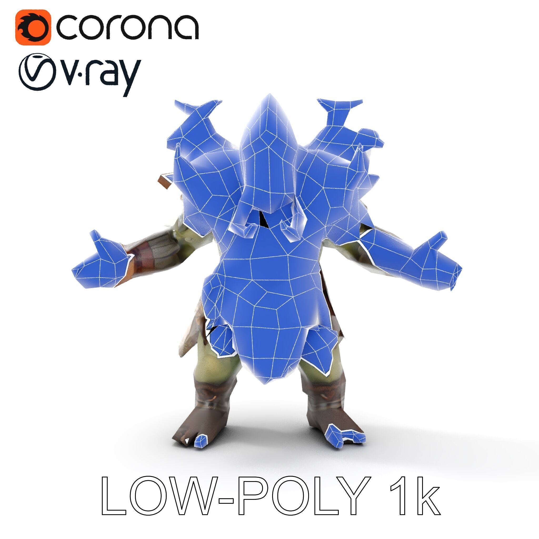 Orc Warrior with Antler Helmet Rigged and Animated D Characte... Low-poly 3D model_31