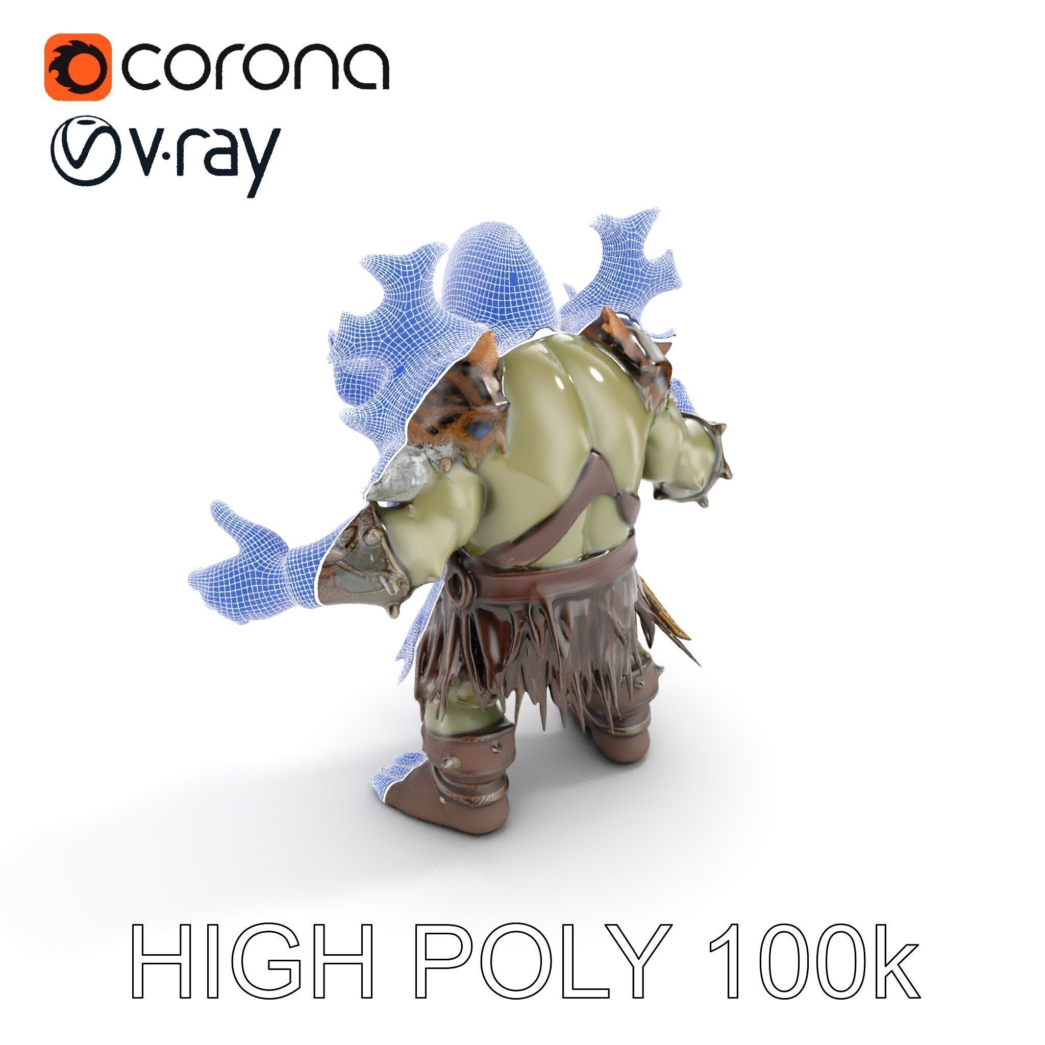 Orc Warrior with Antler Helmet Rigged and Animated D Characte... Low-poly 3D model_23