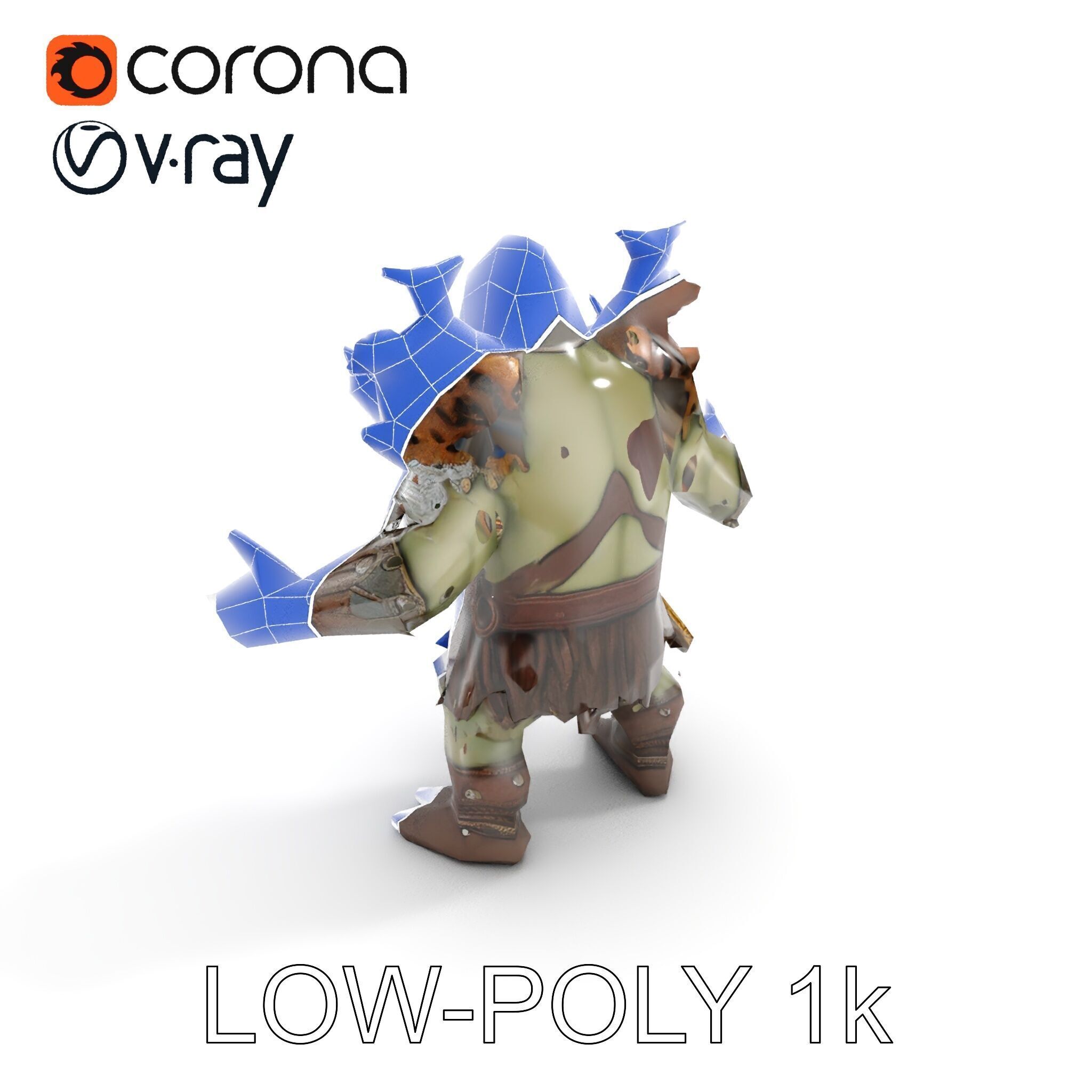 Orc Warrior with Antler Helmet Rigged and Animated D Characte... Low-poly 3D model_19