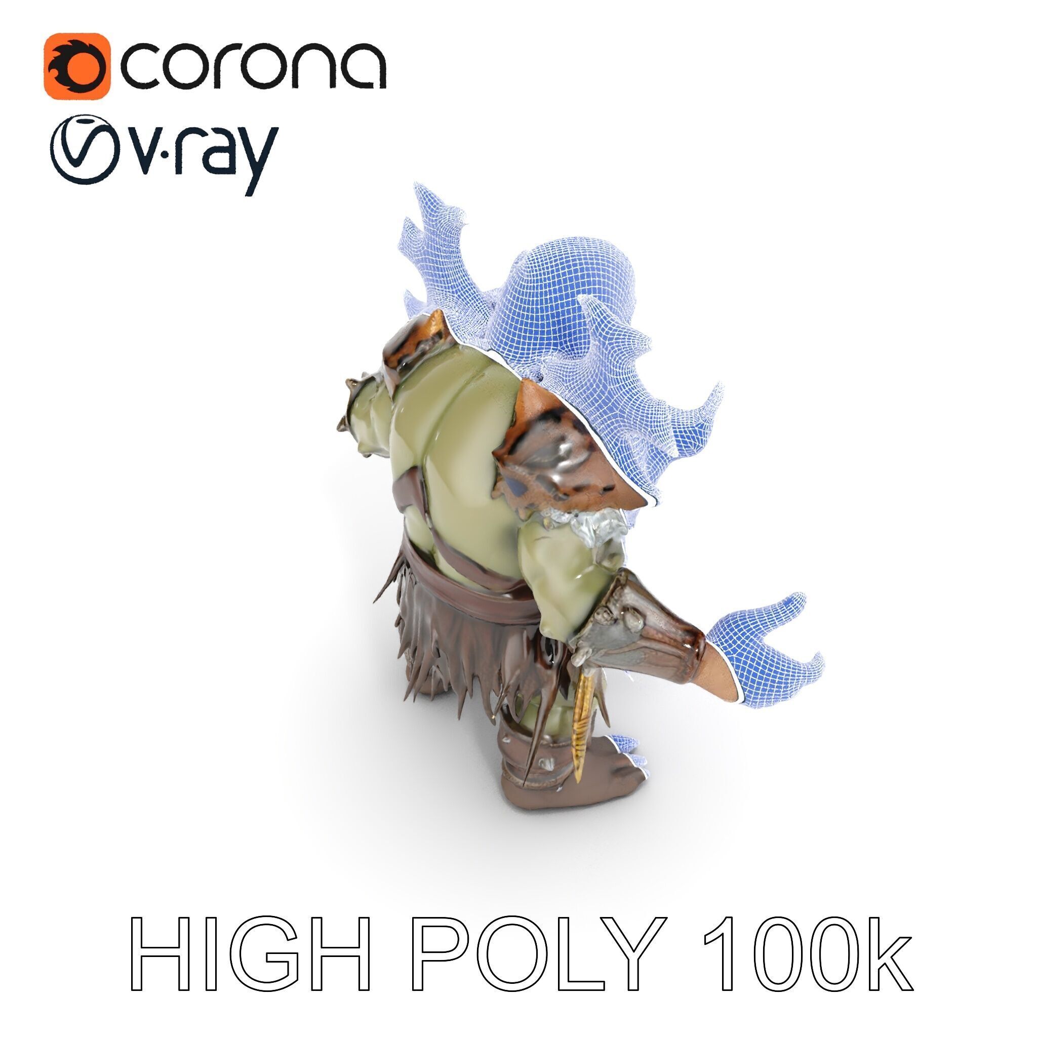 Orc Warrior with Antler Helmet Rigged and Animated D Characte... Low-poly 3D model_20