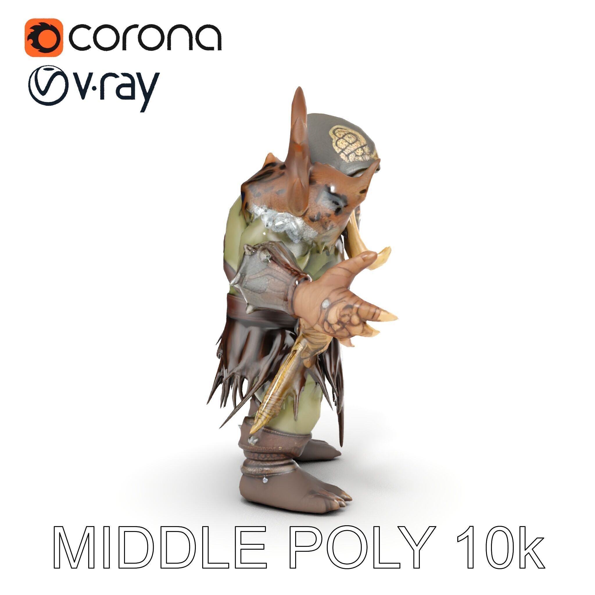 Orc Warrior with Antler Helmet Rigged and Animated D Characte... Low-poly 3D model_21