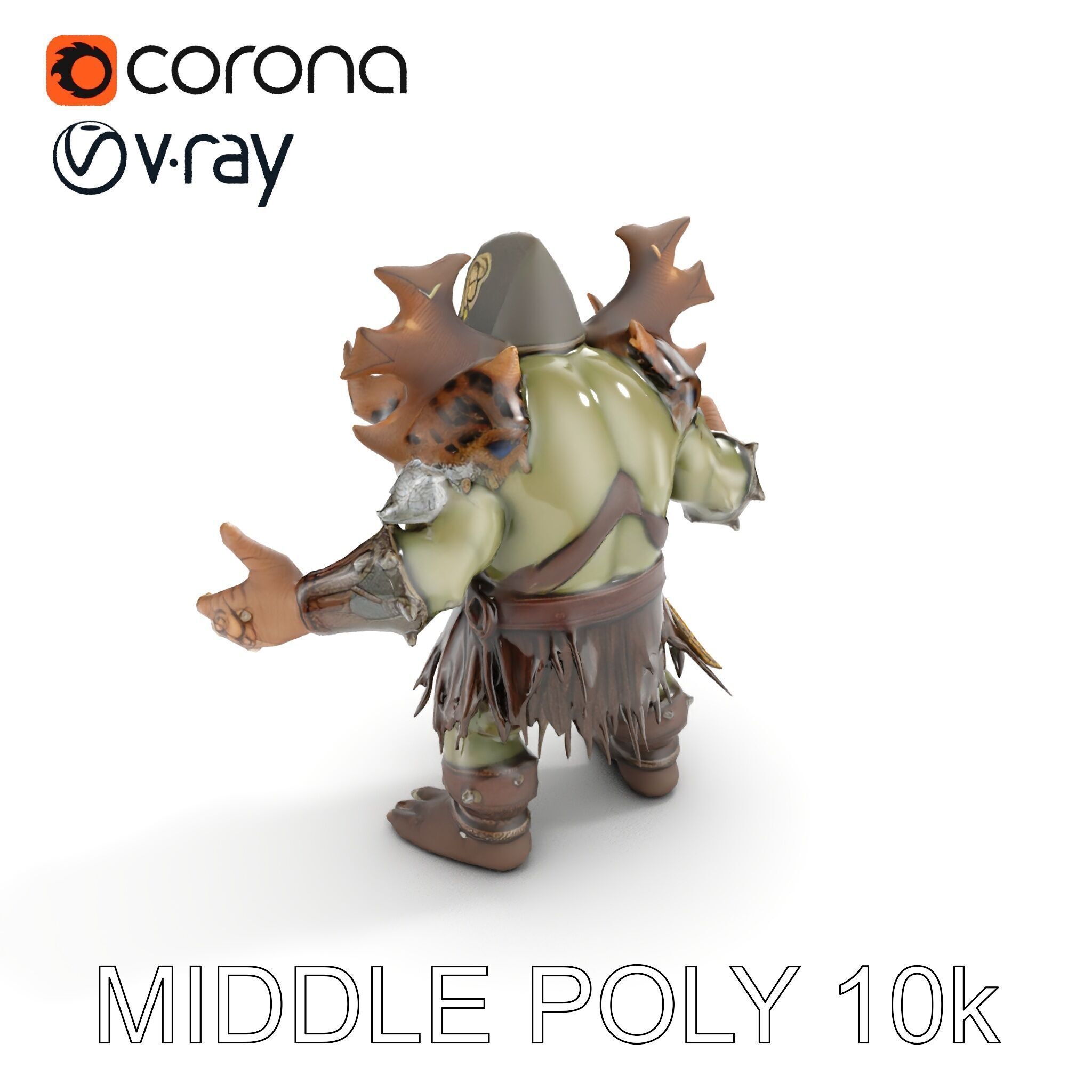 Orc Warrior with Antler Helmet Rigged and Animated D Characte... Low-poly 3D model_10