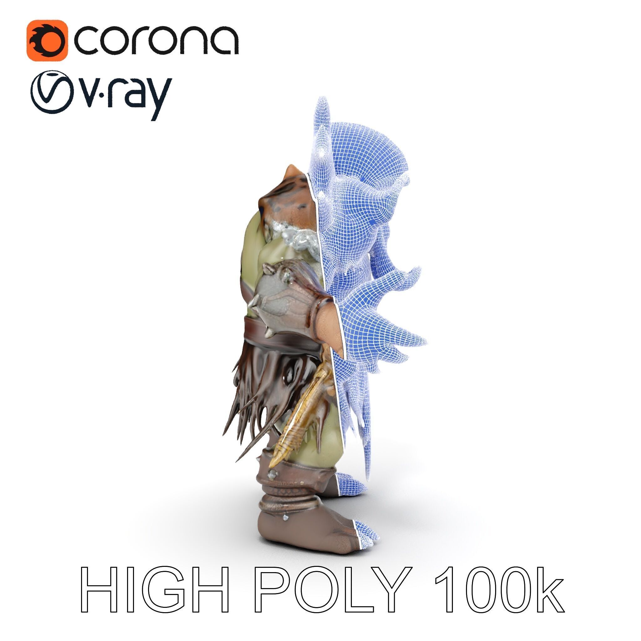 Orc Warrior with Antler Helmet Rigged and Animated D Characte... Low-poly 3D model_35