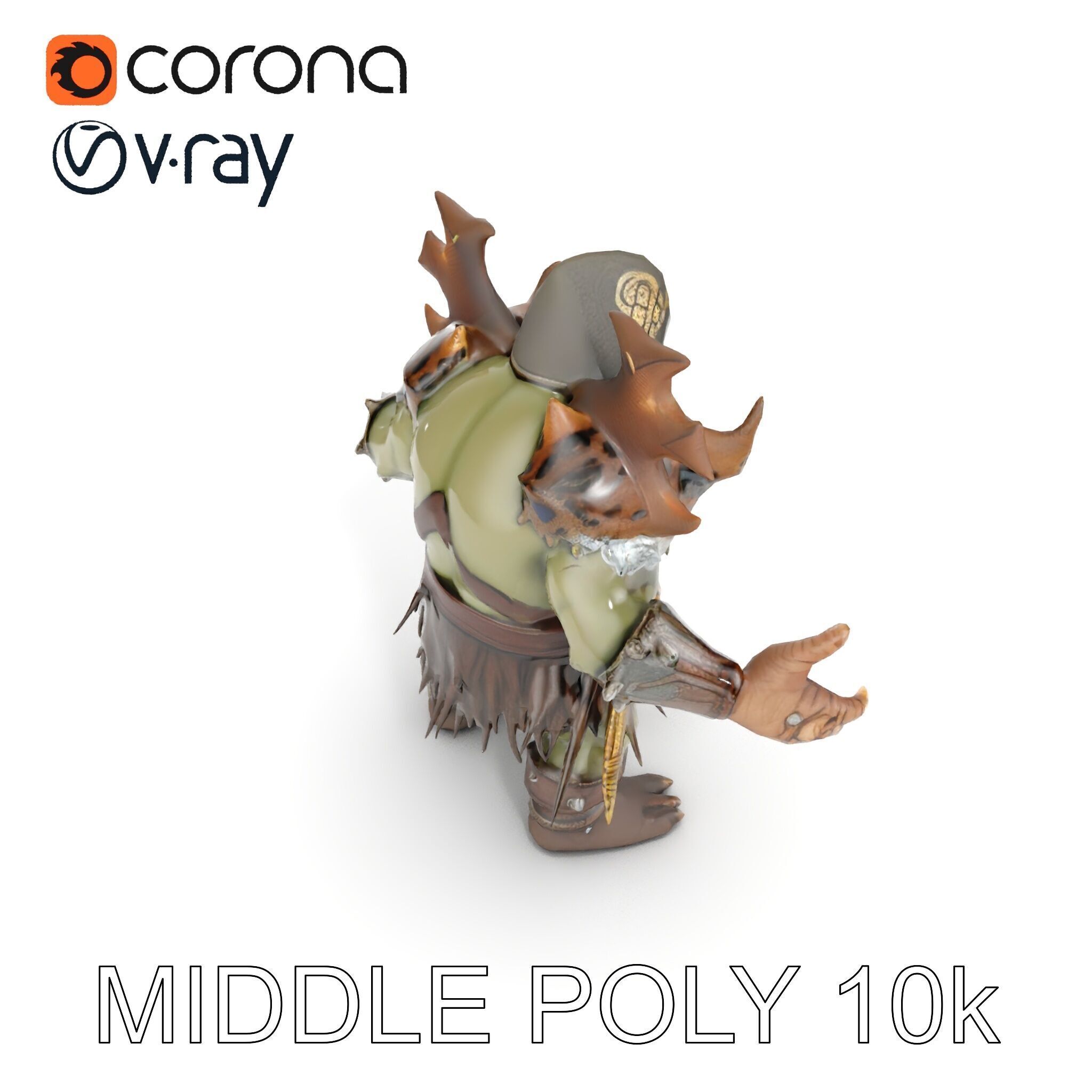 Orc Warrior with Antler Helmet Rigged and Animated D Characte... Low-poly 3D model_16