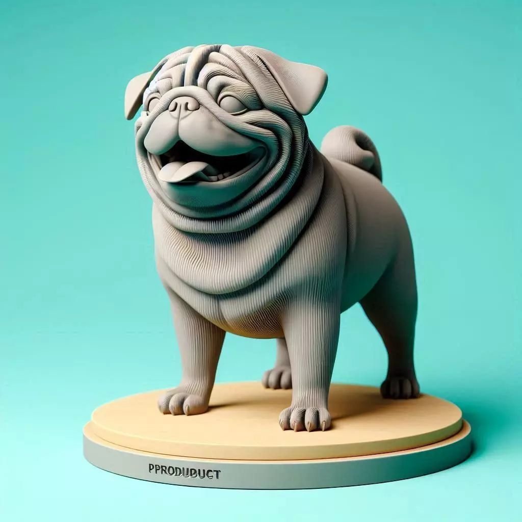 939 Laughing Pug Ivory Style 3D Printed Statue 3D print model_0