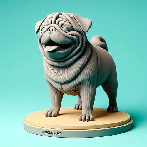 939  Laughing Pug  Ivory Style  3D Printed  Statue 3D print model