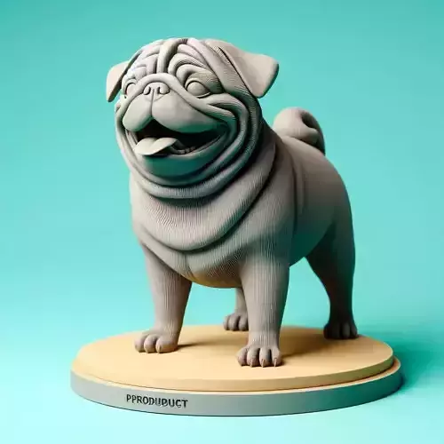 939  Laughing Pug  Ivory Style  3D Printed  Statue