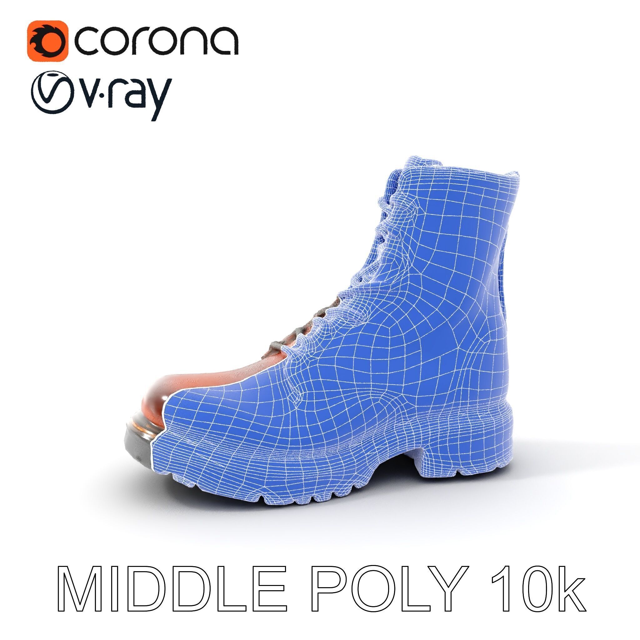 Leather Boot Model Pack with Detailed Laces and Stitching Low-poly 3D model_16
