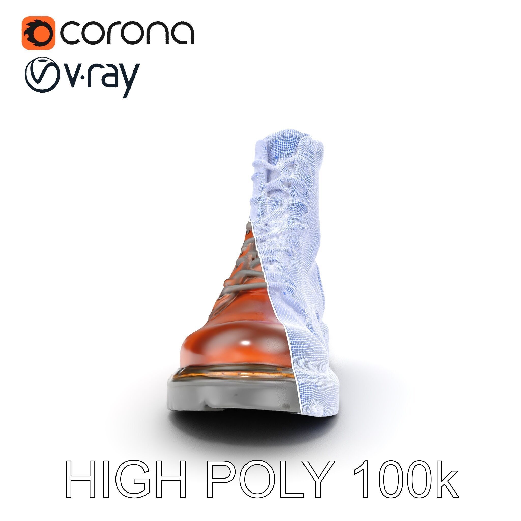 Leather Boot Model Pack with Detailed Laces and Stitching Low-poly 3D model_32