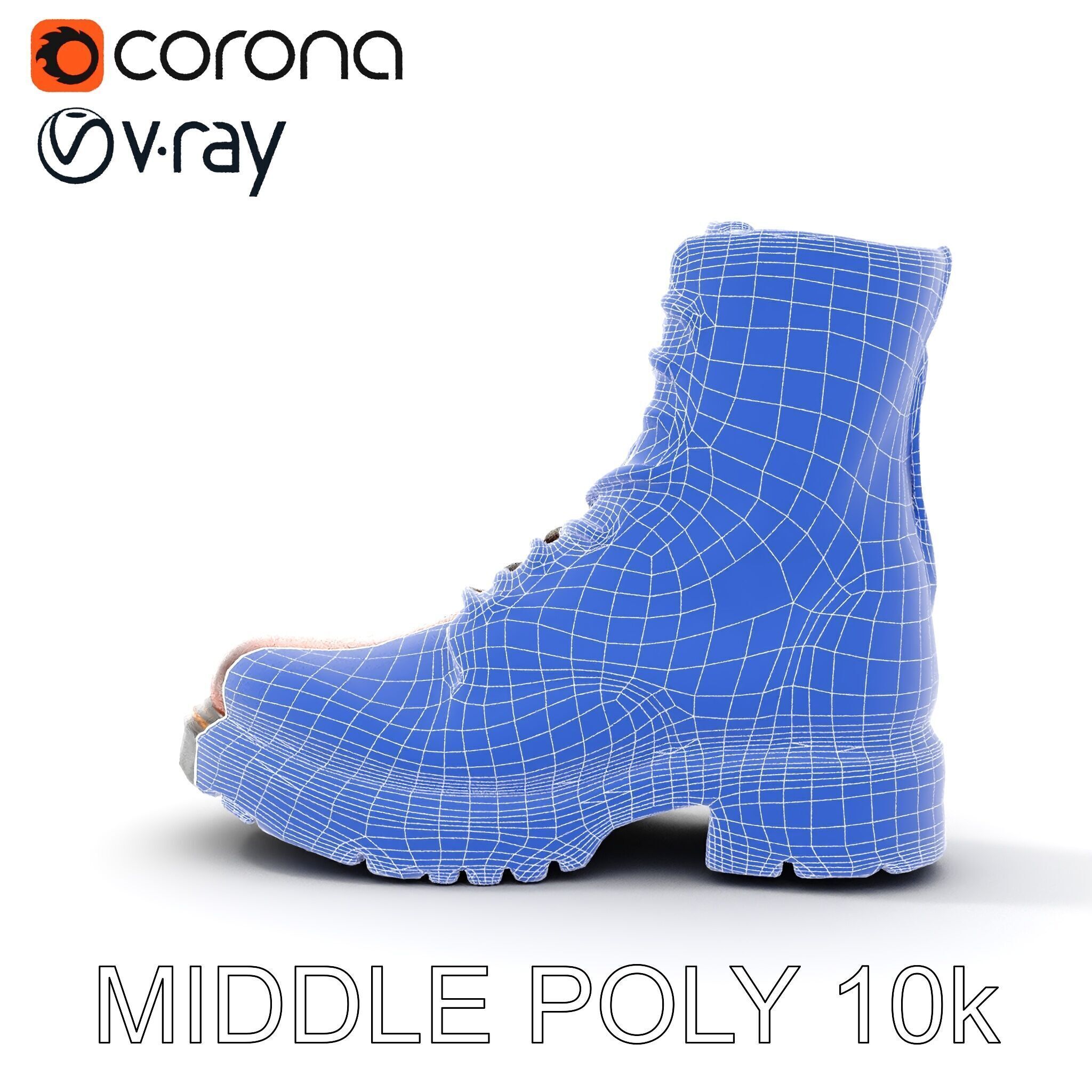 Leather Boot Model Pack with Detailed Laces and Stitching Low-poly 3D model_30