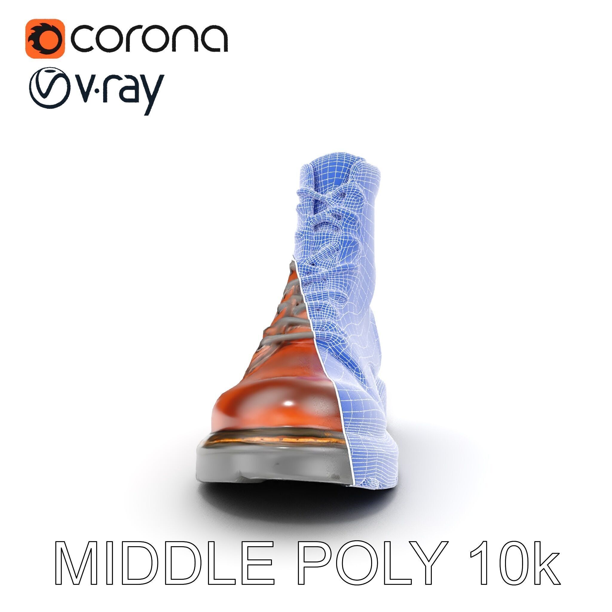 Leather Boot Model Pack with Detailed Laces and Stitching Low-poly 3D model_25