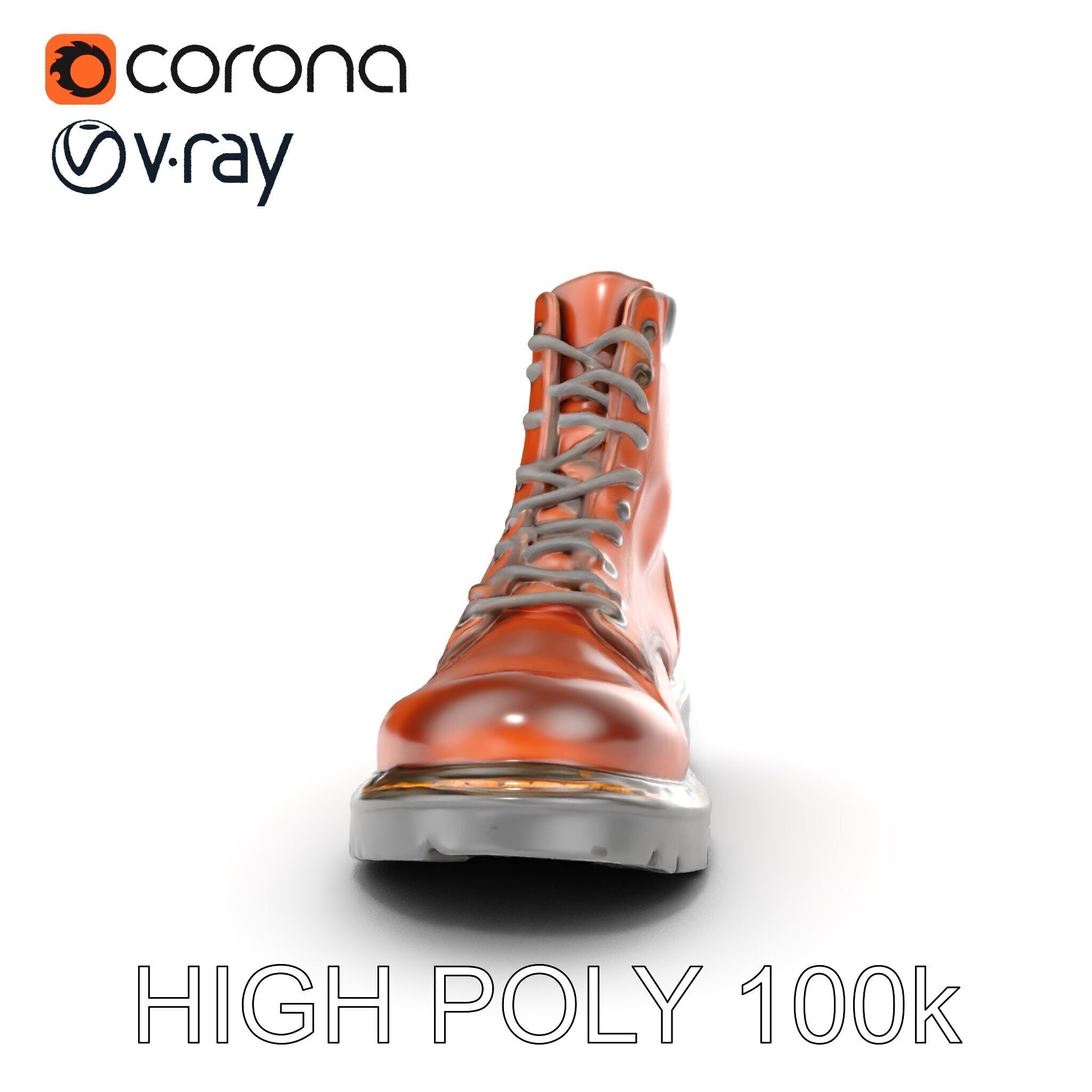 Leather Boot Model Pack with Detailed Laces and Stitching Low-poly 3D model_18