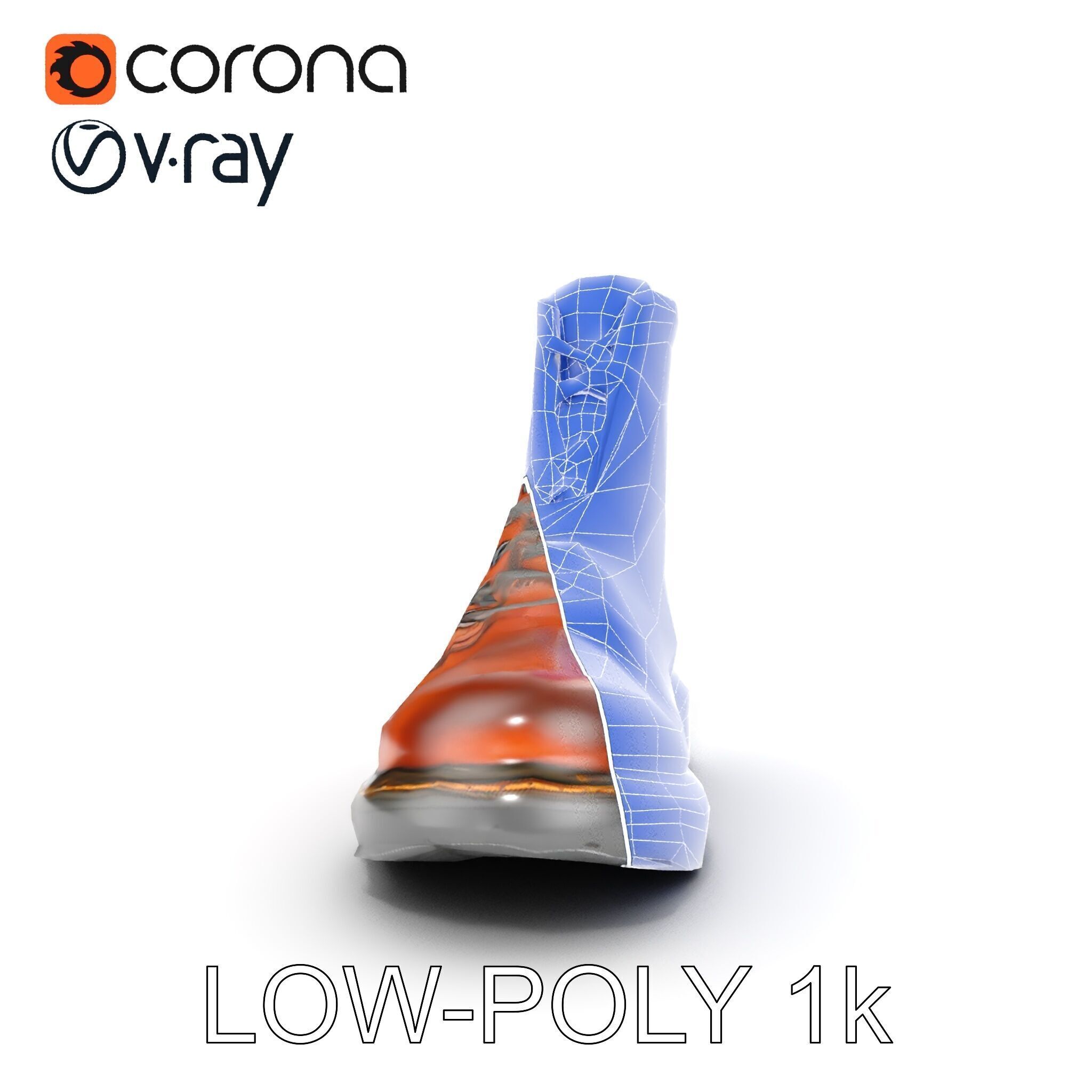 Leather Boot Model Pack with Detailed Laces and Stitching Low-poly 3D model_23