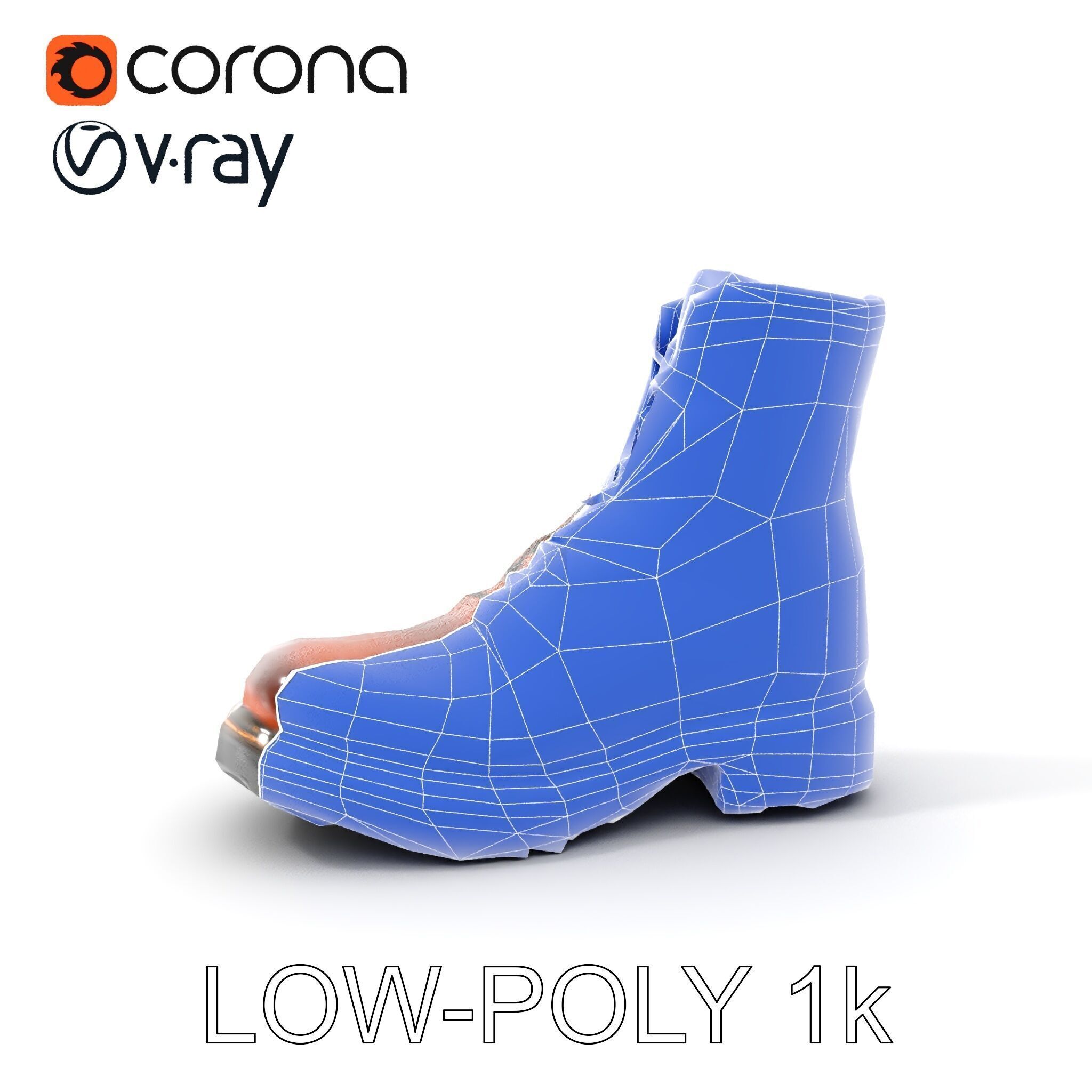 Leather Boot Model Pack with Detailed Laces and Stitching Low-poly 3D model_20