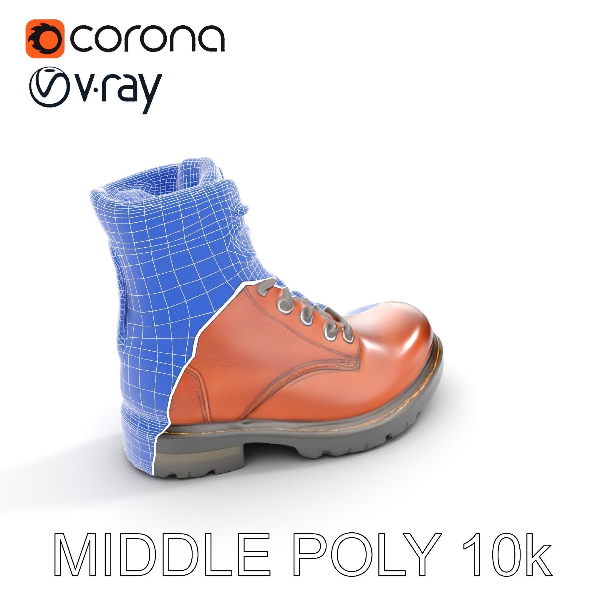 Leather Boot Model Pack with Detailed Laces and Stitching Low-poly 3D model_28